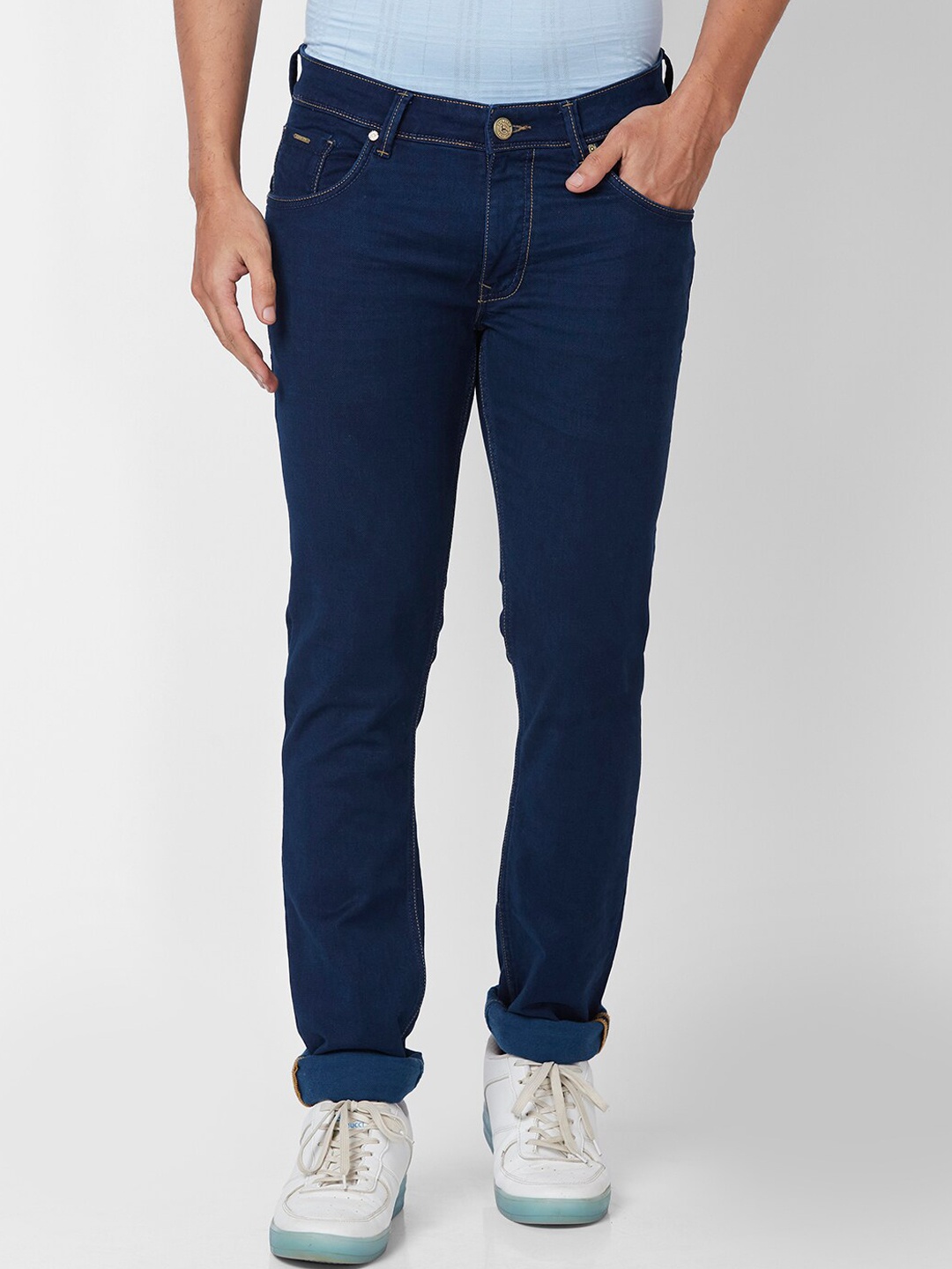 

Parx Men Tapered Fit Low-Rise Clean Look Jeans, Blue
