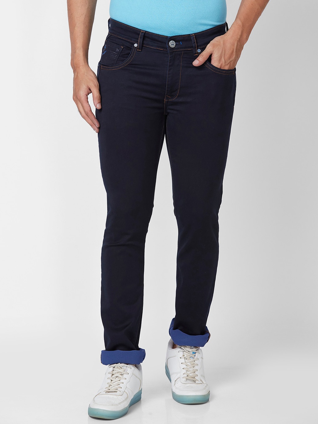 

Parx Men Tapered Fit Low-Rise Clean Look Jeans, Blue