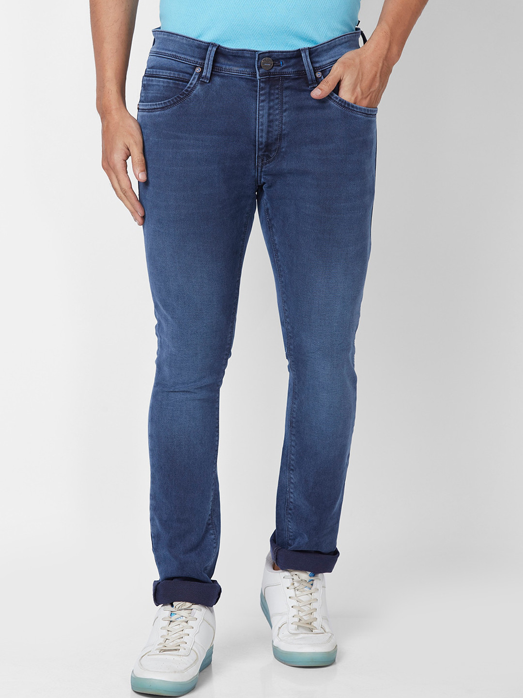 

Parx Men Skinny Fit Low-Rise Light Fade Clean Look Jeans, Blue