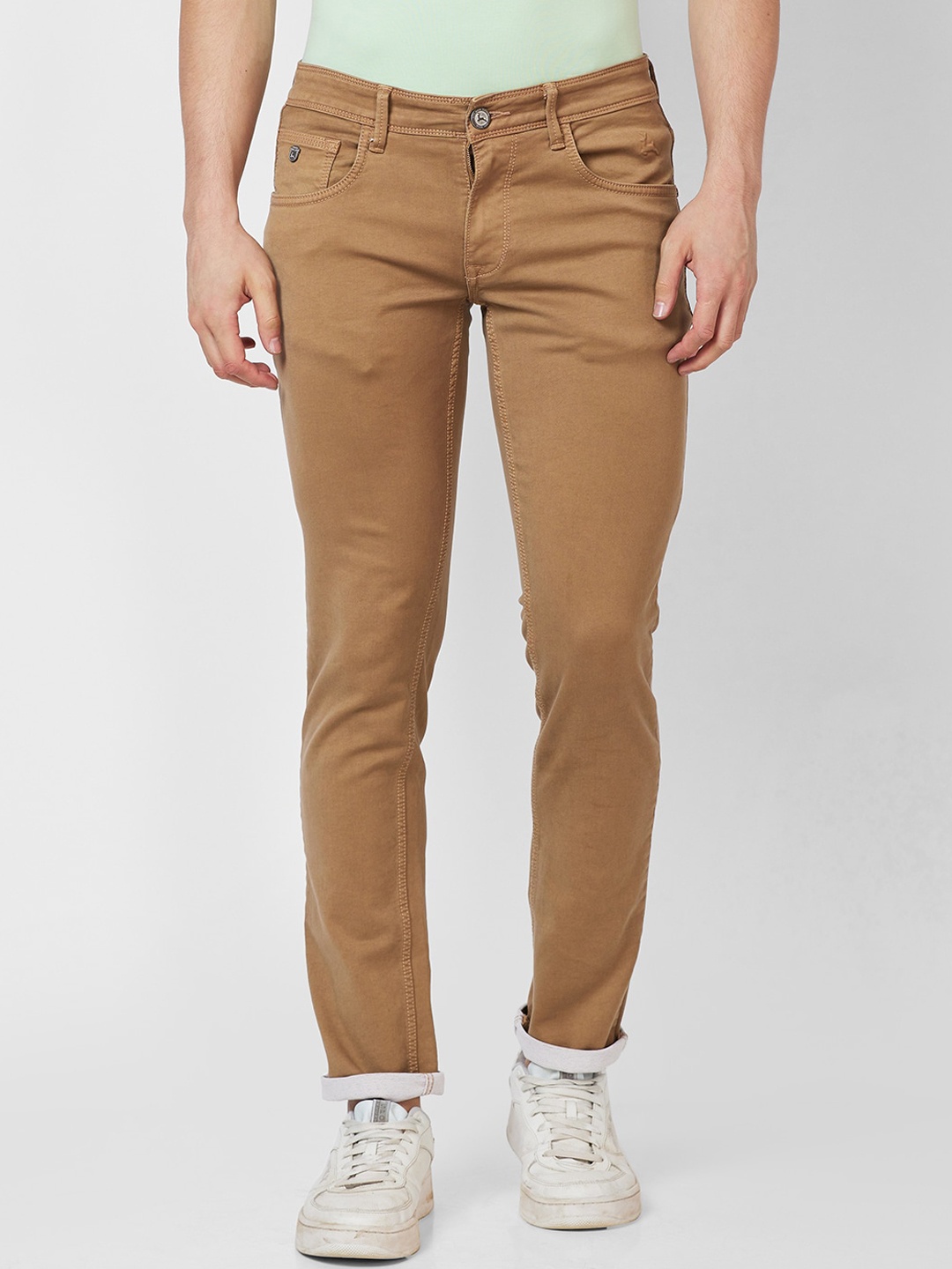 

Parx Men Tapered Fit Low-Rise Clean Look Jeans, Brown