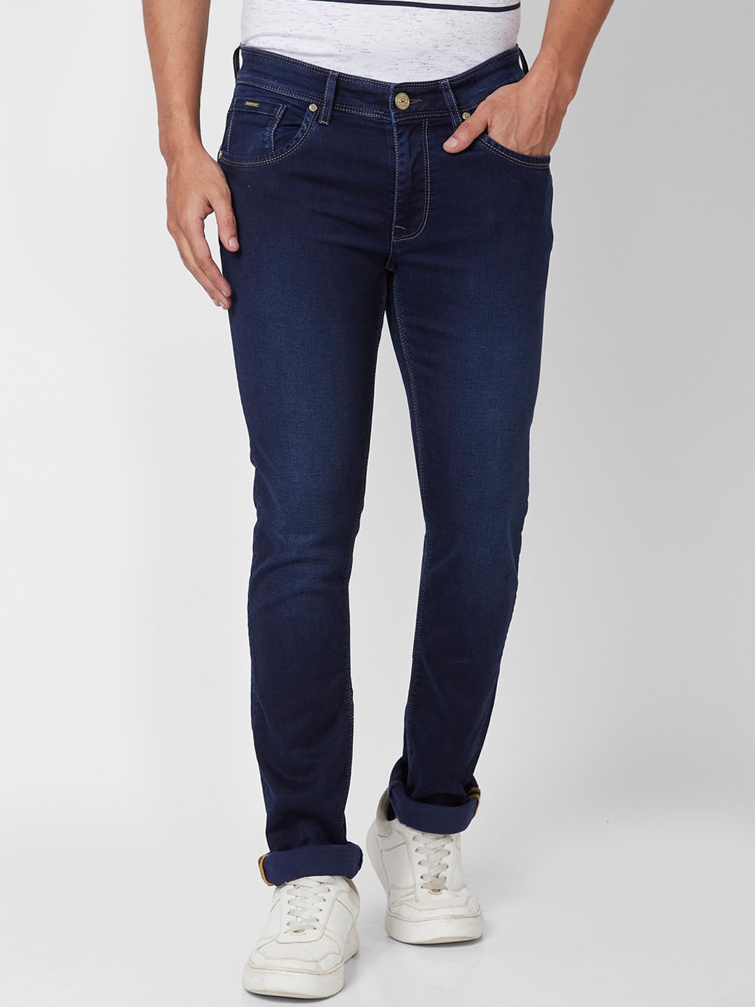 

Parx Men Tapered Fit Low-Rise Clean Look Jeans, Blue