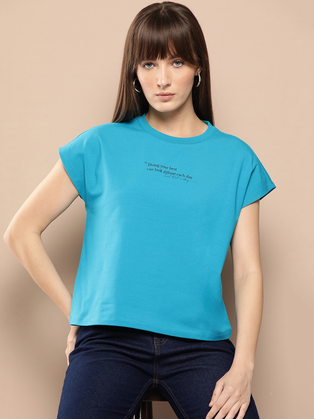 

Chemistry Women Typography Printed T-shirt, Blue