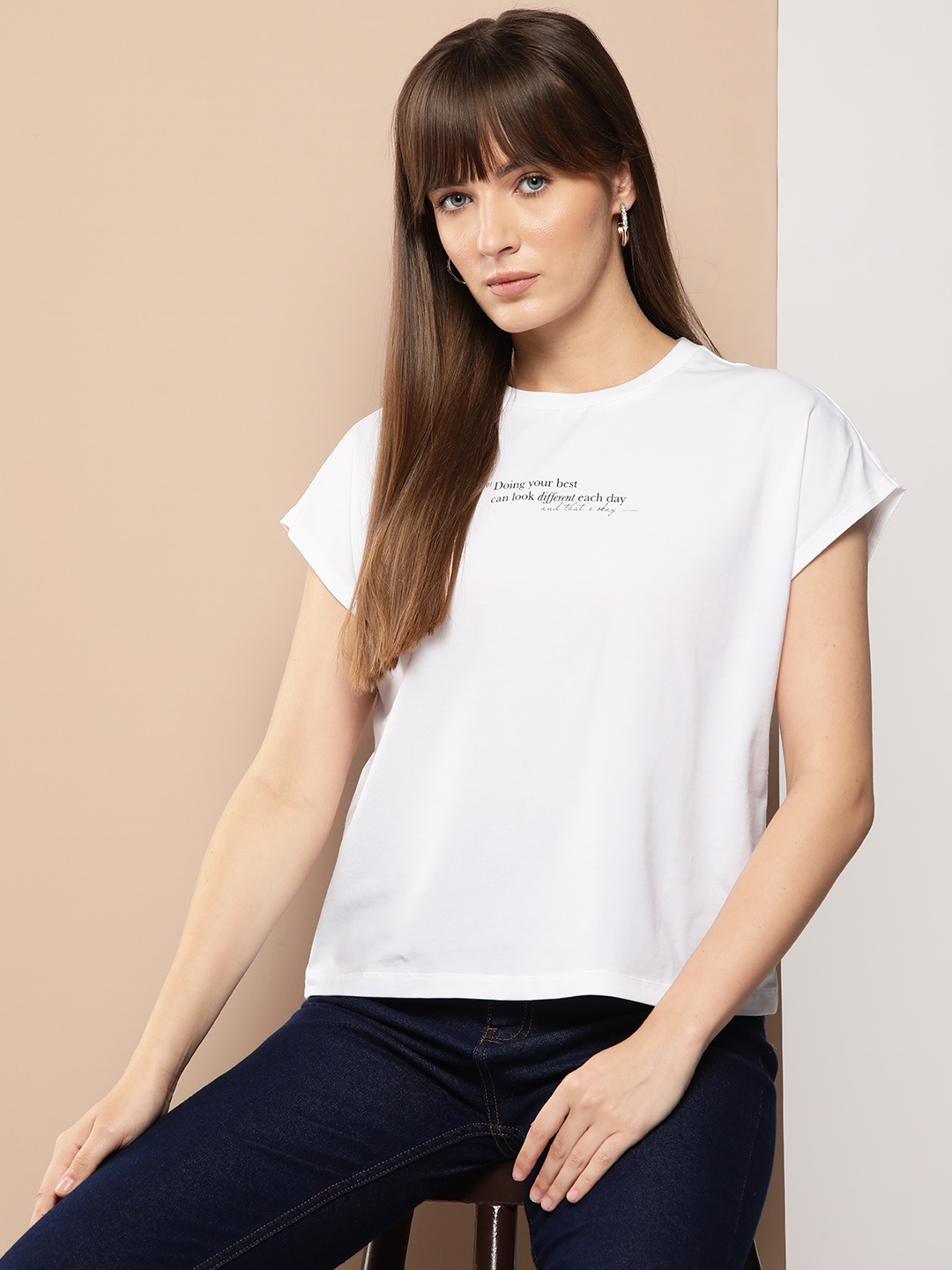 

Chemistry Women Typography Printed T-shirt, Off white