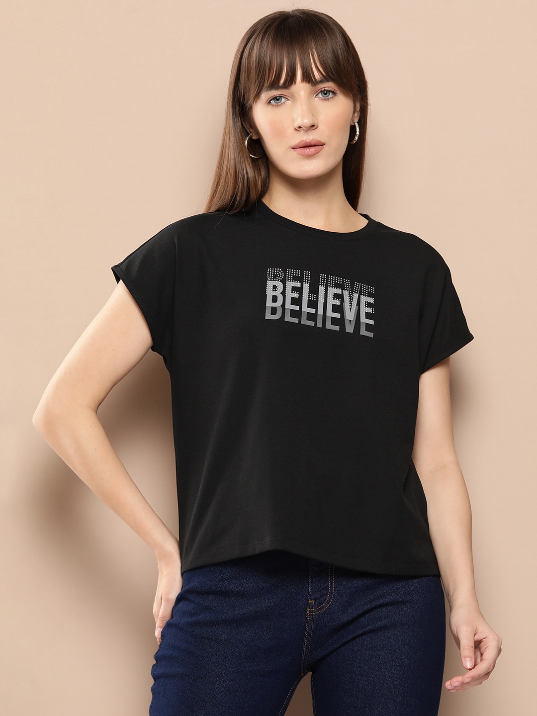 

Chemistry Women Typography Printed T-shirt, Black
