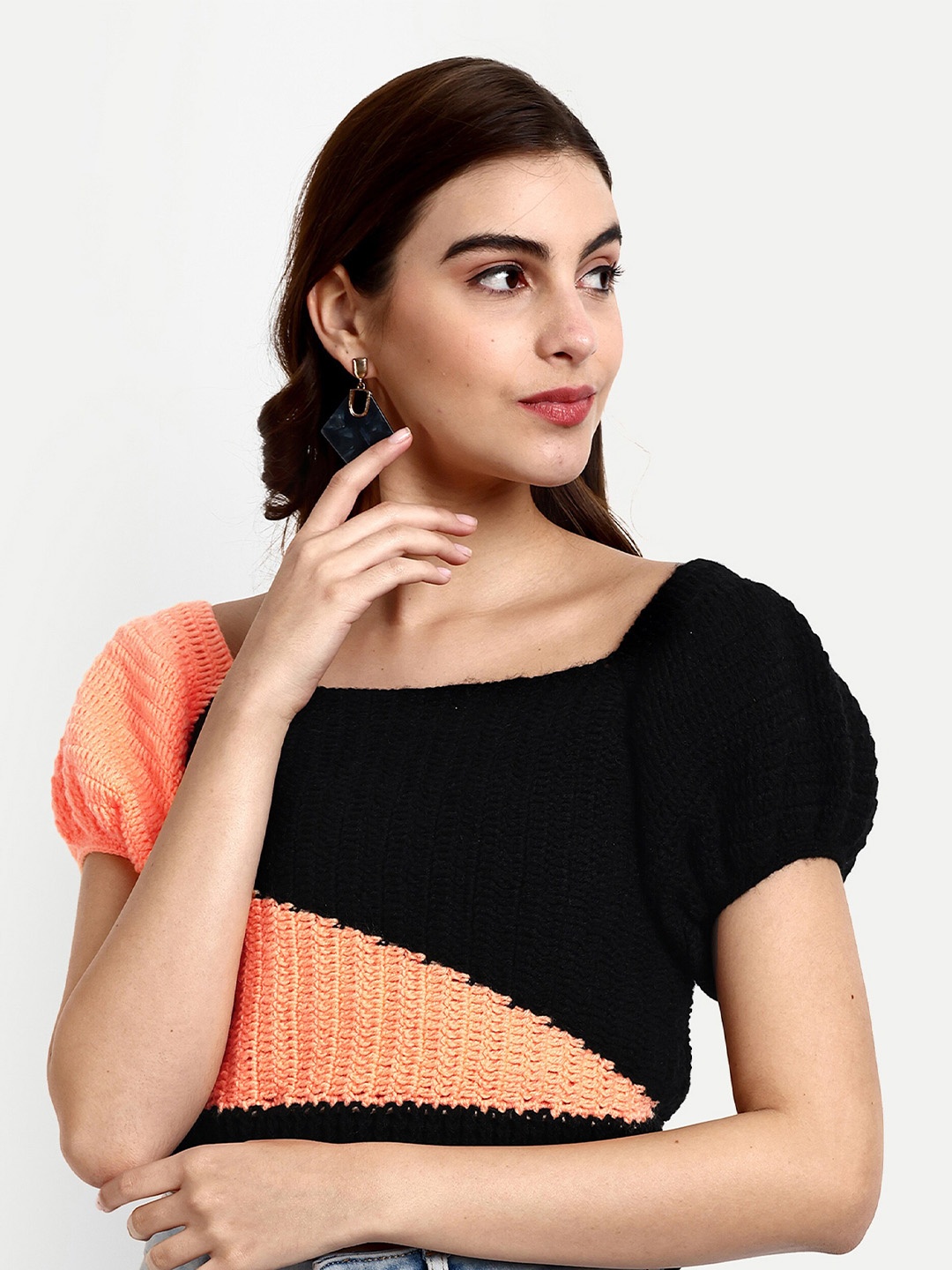 

WINDROP SOLUTIONS Women Crop Sweater Vest, Peach