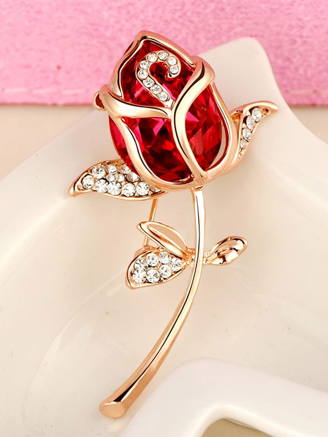 

SYGA Rhinestone Studded Brooch, Gold