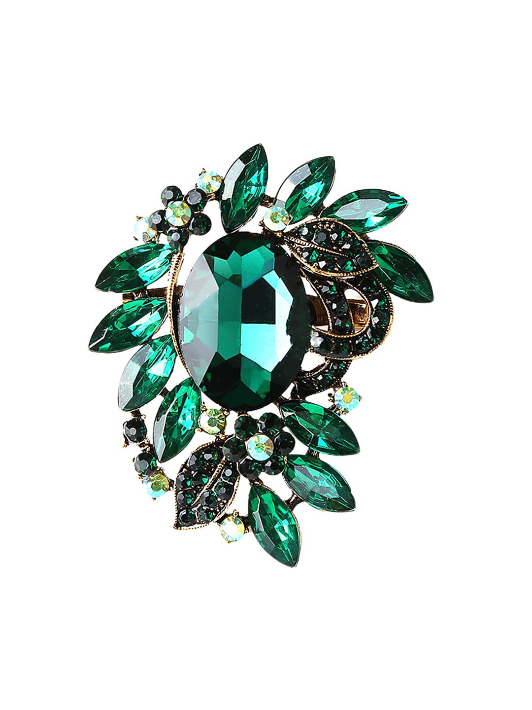

SYGA Women Crystal Glass Embellished Brooch, Gold