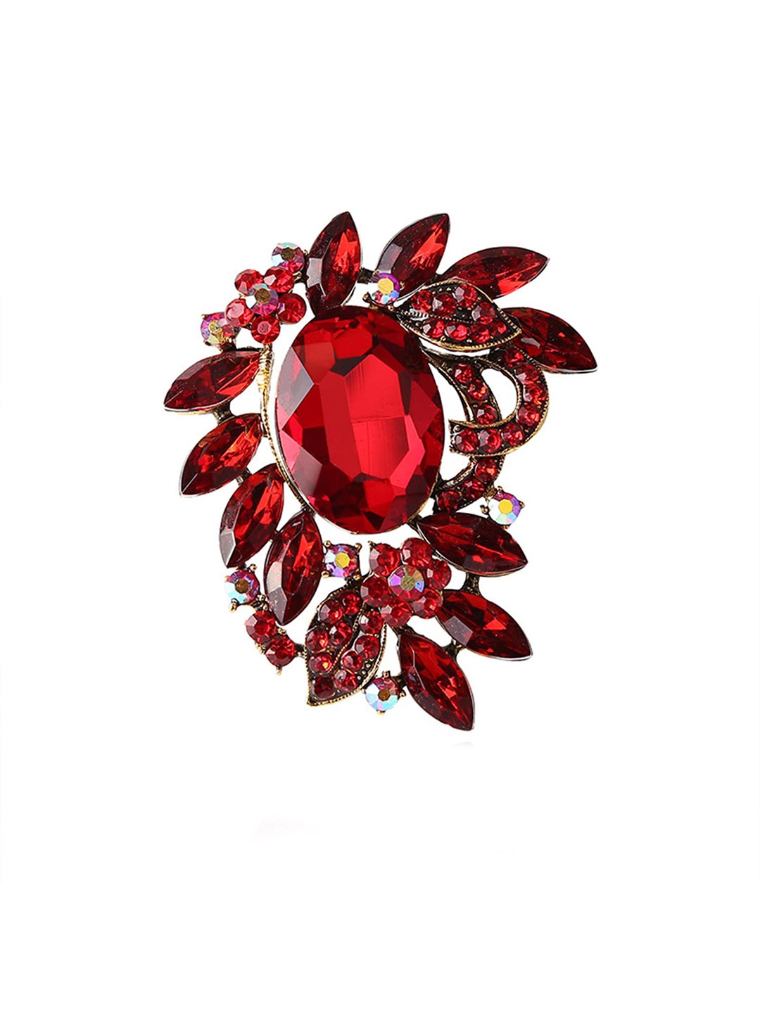 

SYGA Crystal Glass Embellished Brooch, Gold