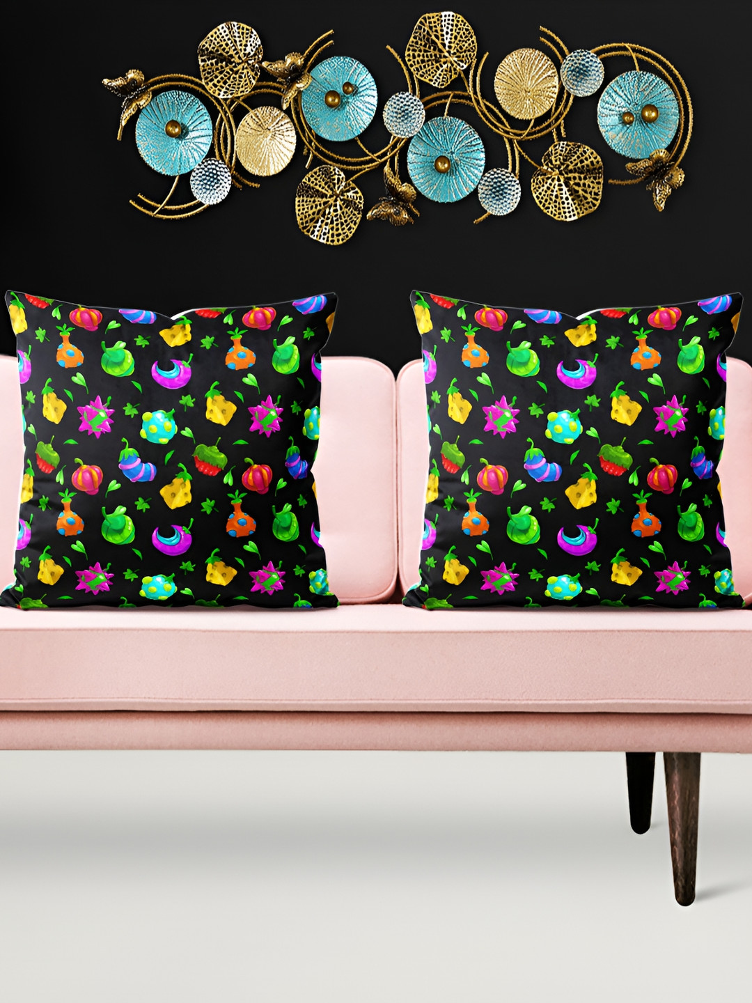 

ArtzFolio Black 5 Pieces Abstract Square Cushion Covers