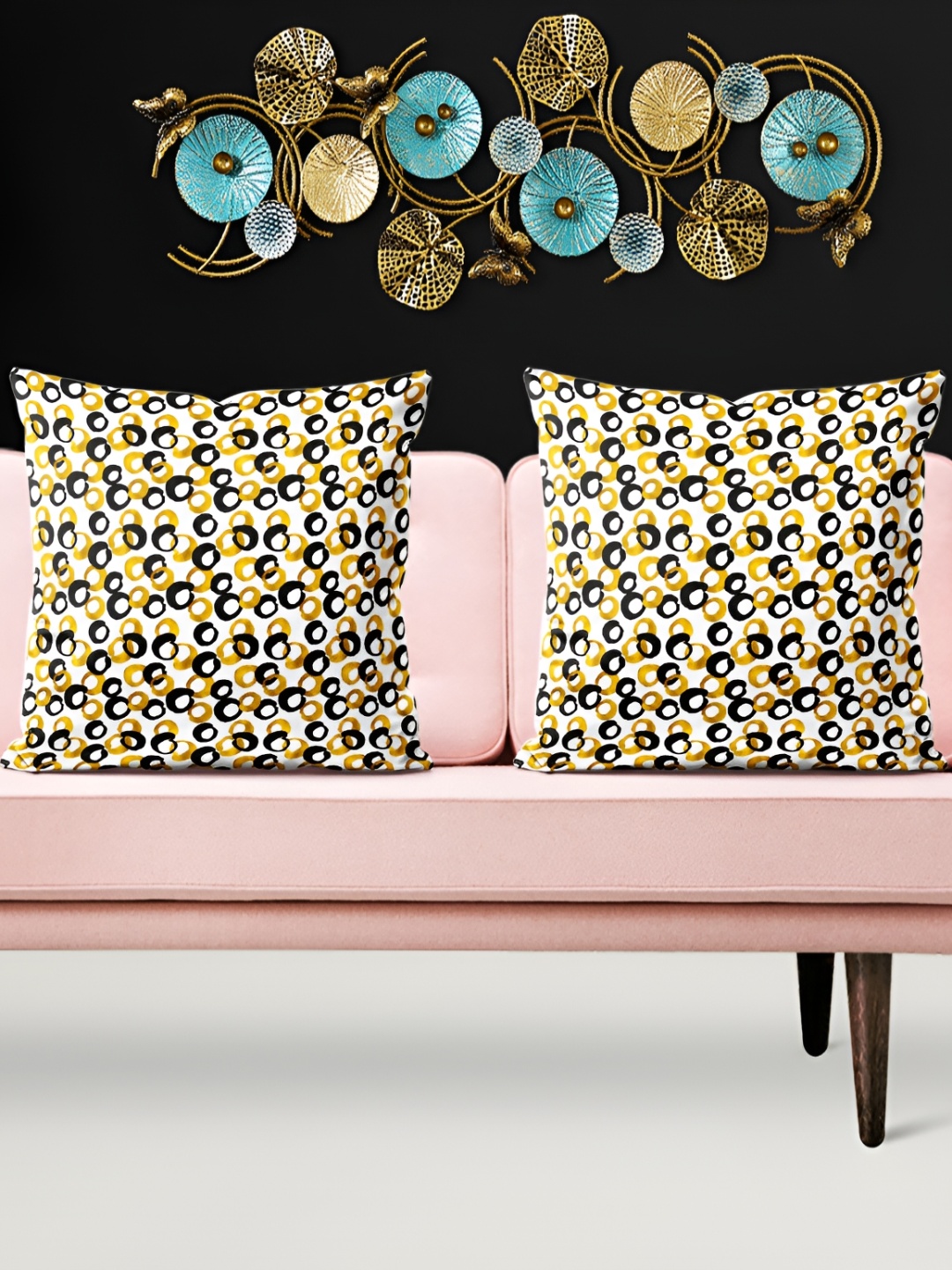 

ArtzFolio White & Yellow 5 Pieces Printed Square Cushion Covers