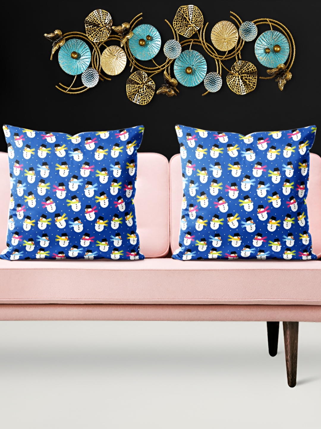 

ArtzFolio Blue & White 5 Pieces Printed Square Cushion Covers