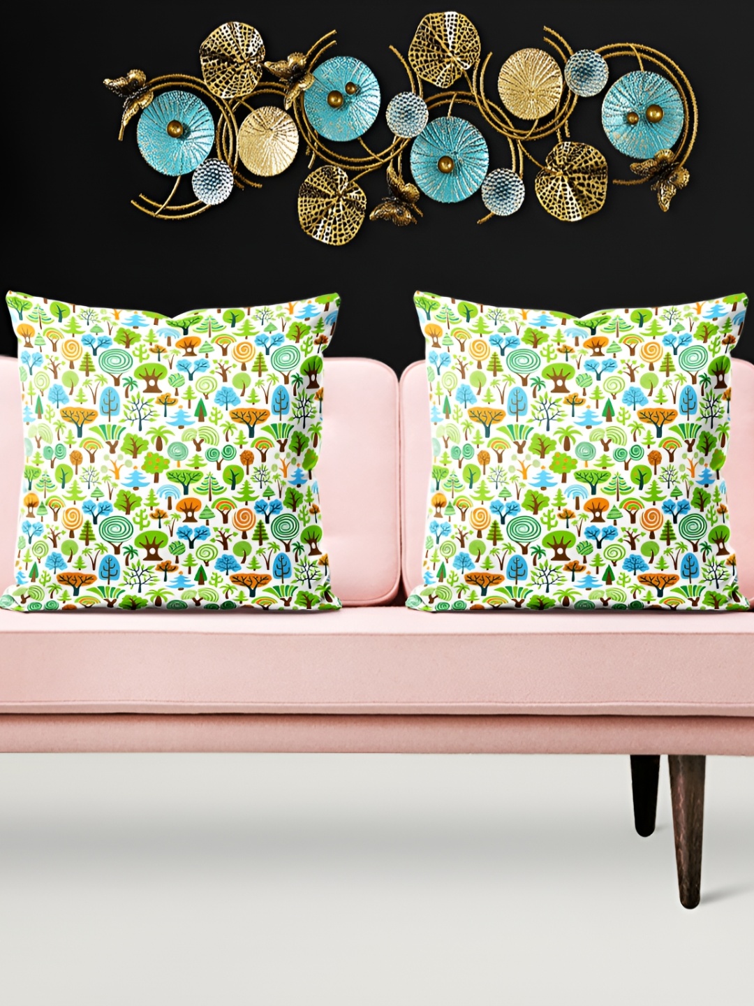 

ArtzFolio White & Green 5 Pieces Floral Printed Square Cushion Covers
