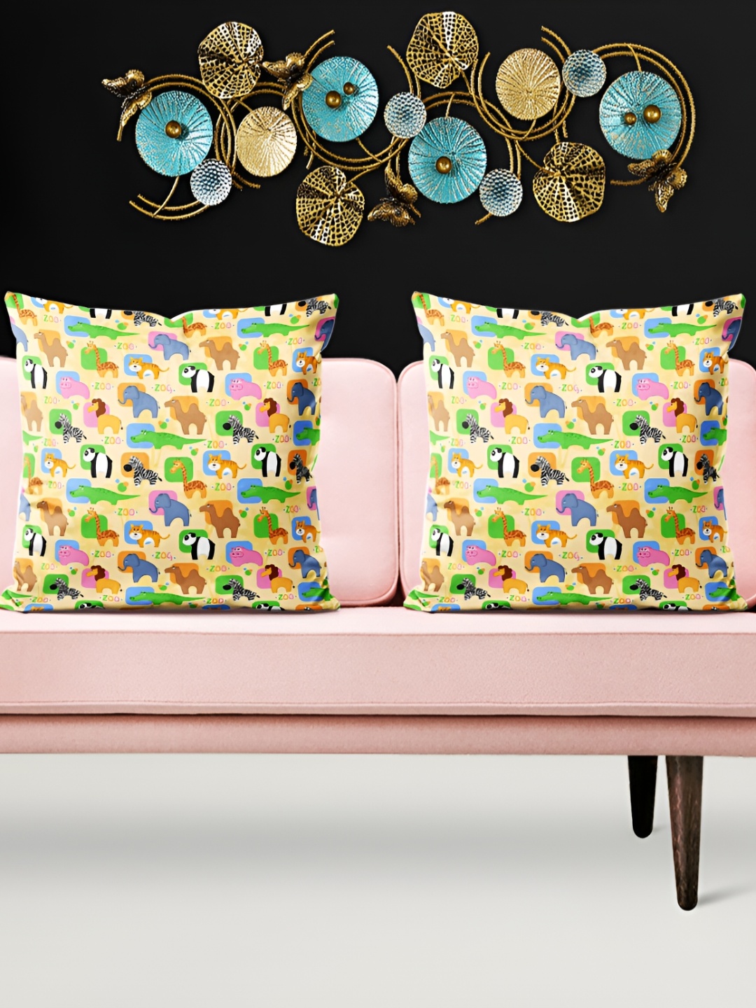 

ArtzFolio Yellow Blue 5 Pieces Square Cushion Covers