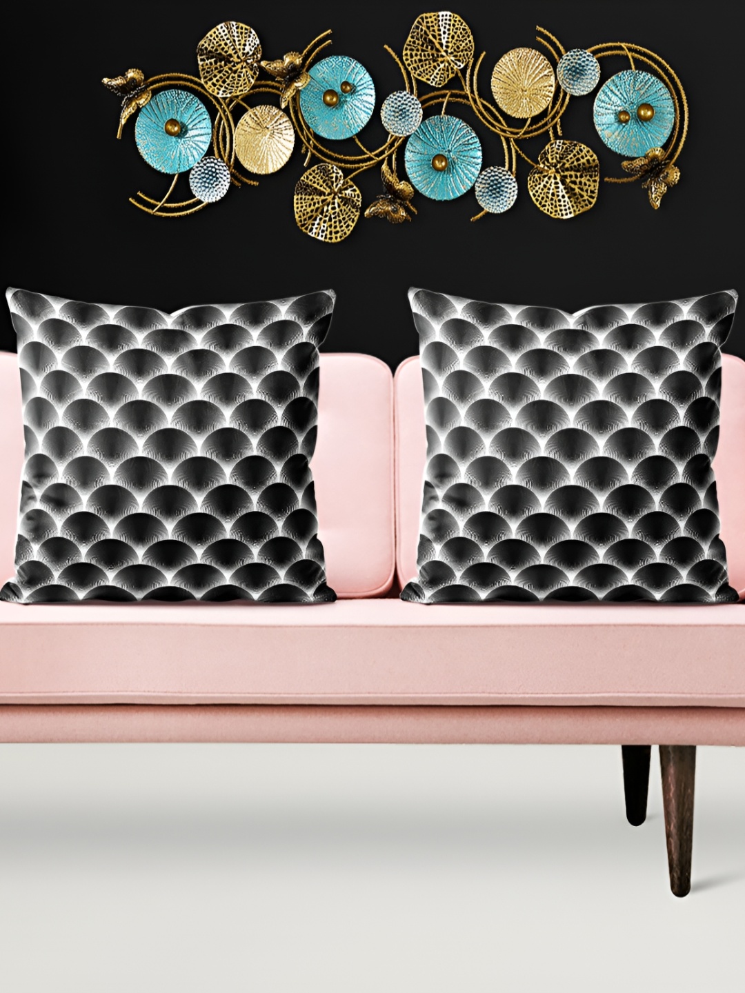 

ArtzFolio Black 5 Pieces Geometric Velvet Square Cushion Covers