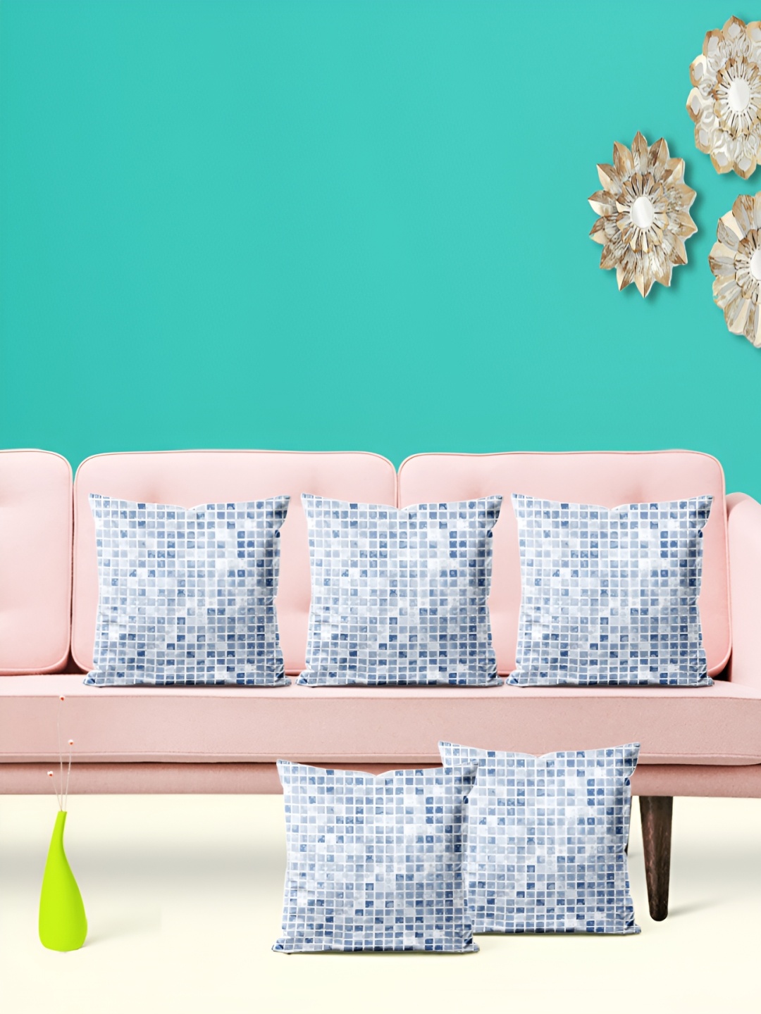 

ArtzFolio White 5 Pieces Abstract Square Cushion Covers