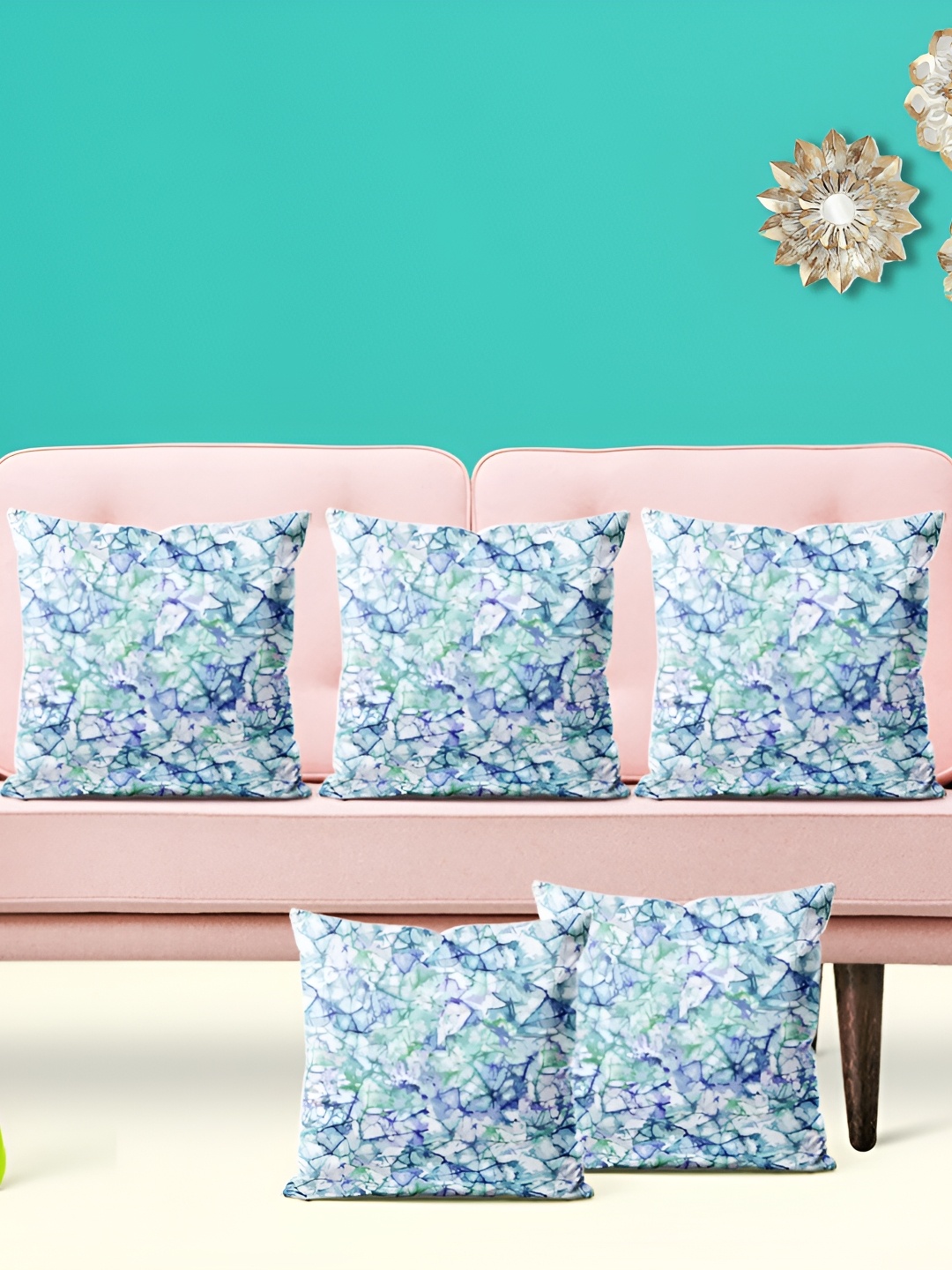 

ArtzFolio Blue & White 5 Pieces Abstract Printed Square Cushion Covers