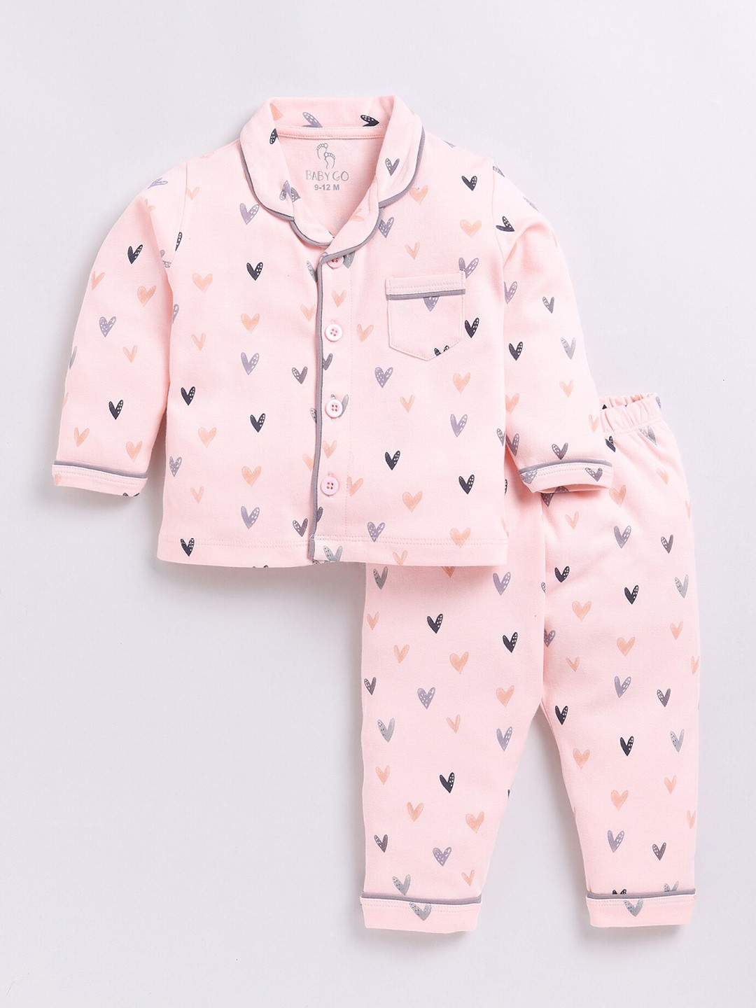 

BABY GO Girls Printed T-shirt with Pyjamas, Beige