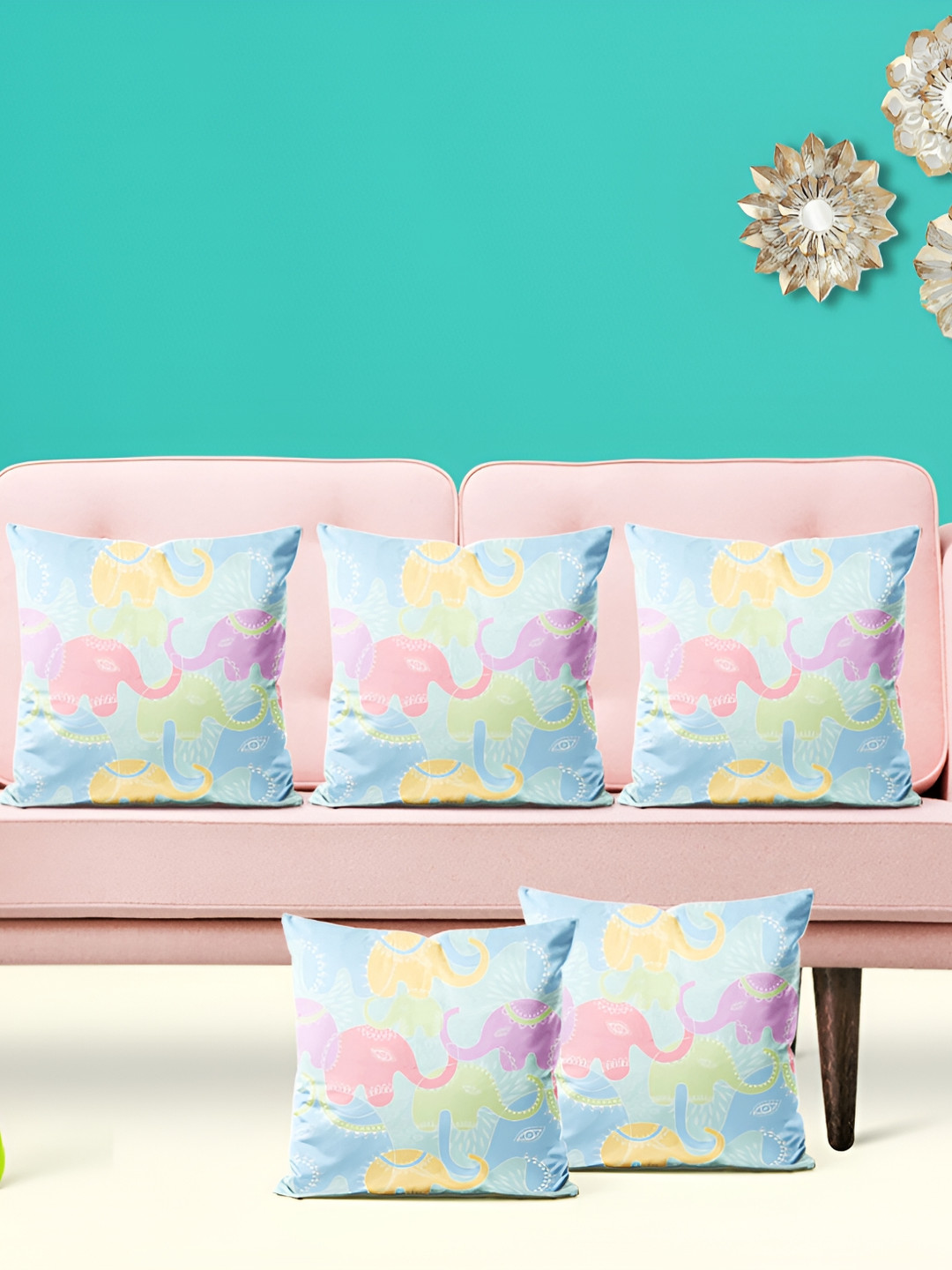 

ArtzFolio Blue 5 Pieces Abstract Square Cushion Covers