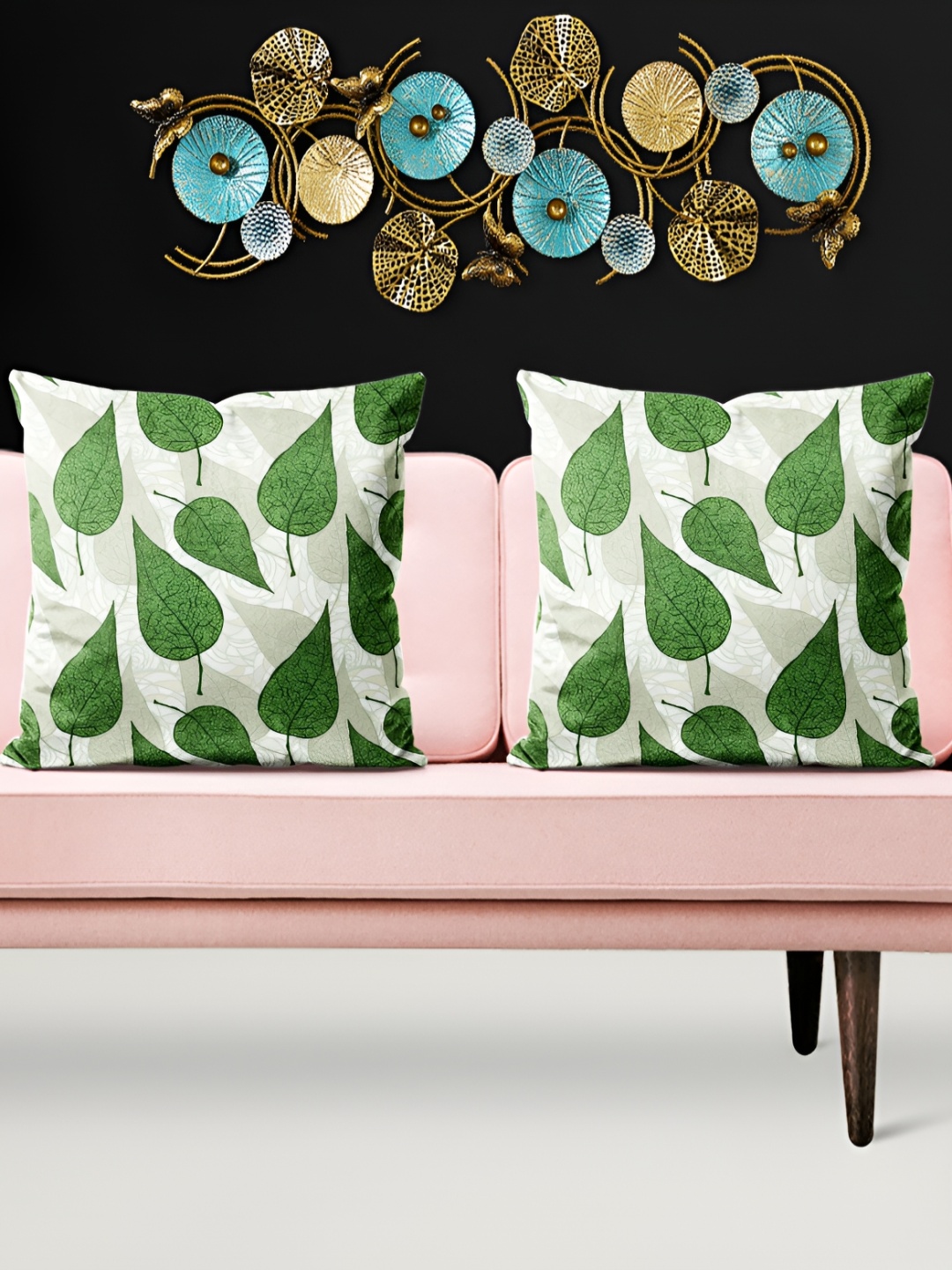 

ArtzFolio Green & White 5Pcs Floral Square Cushion Covers