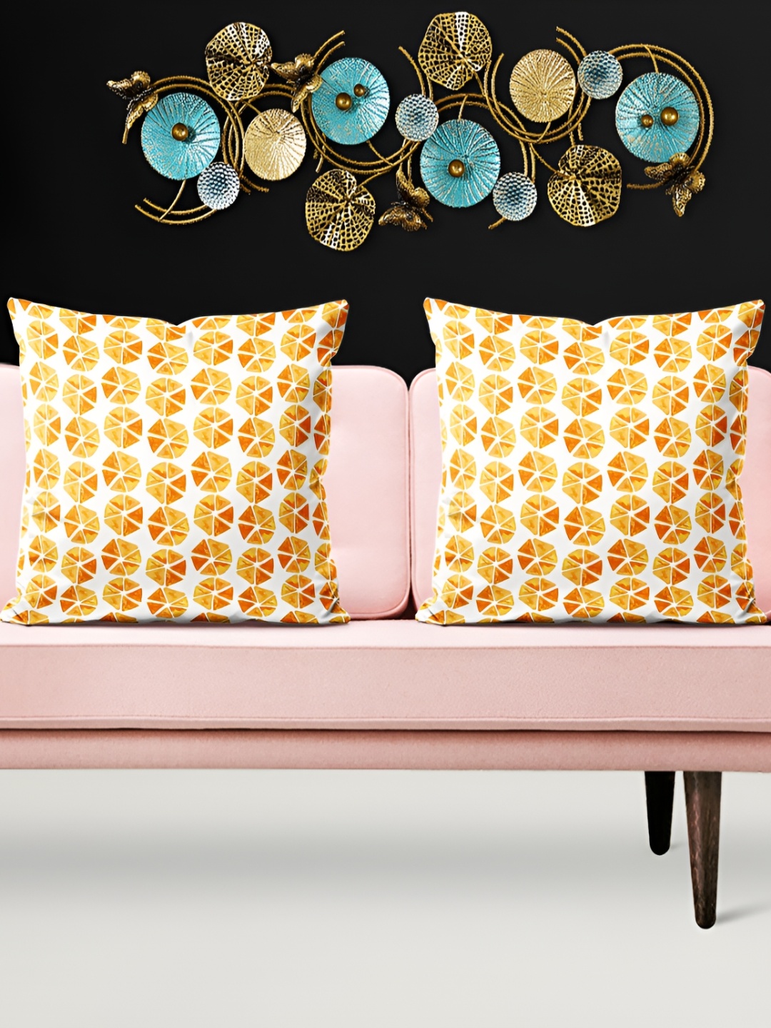 

ArtzFolio Yellow & White 5Pcs Abstract Square Cushion Covers