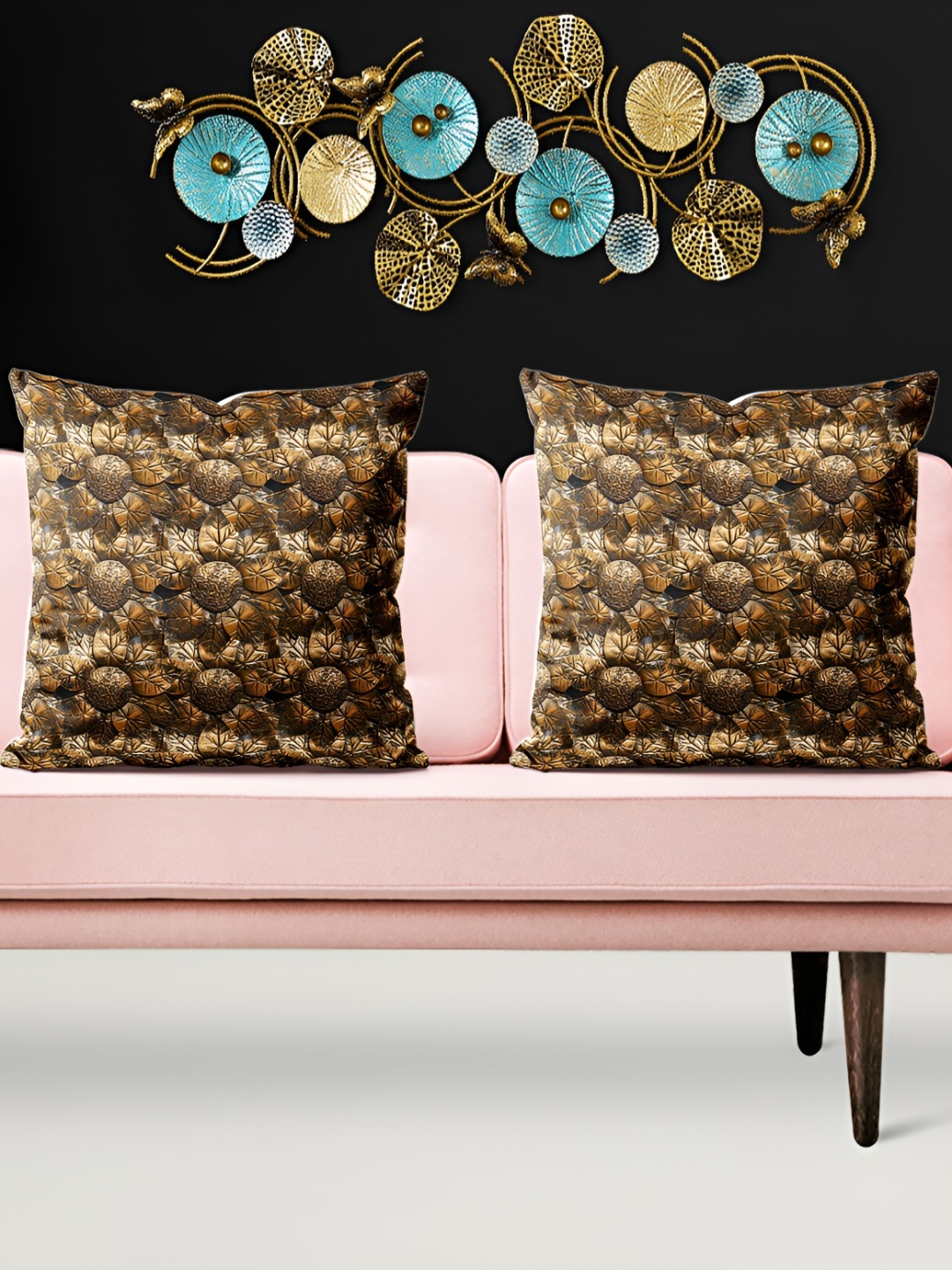 

ArtzFolio Brown 5 Pieces Floral Velvet Square Cushion Covers