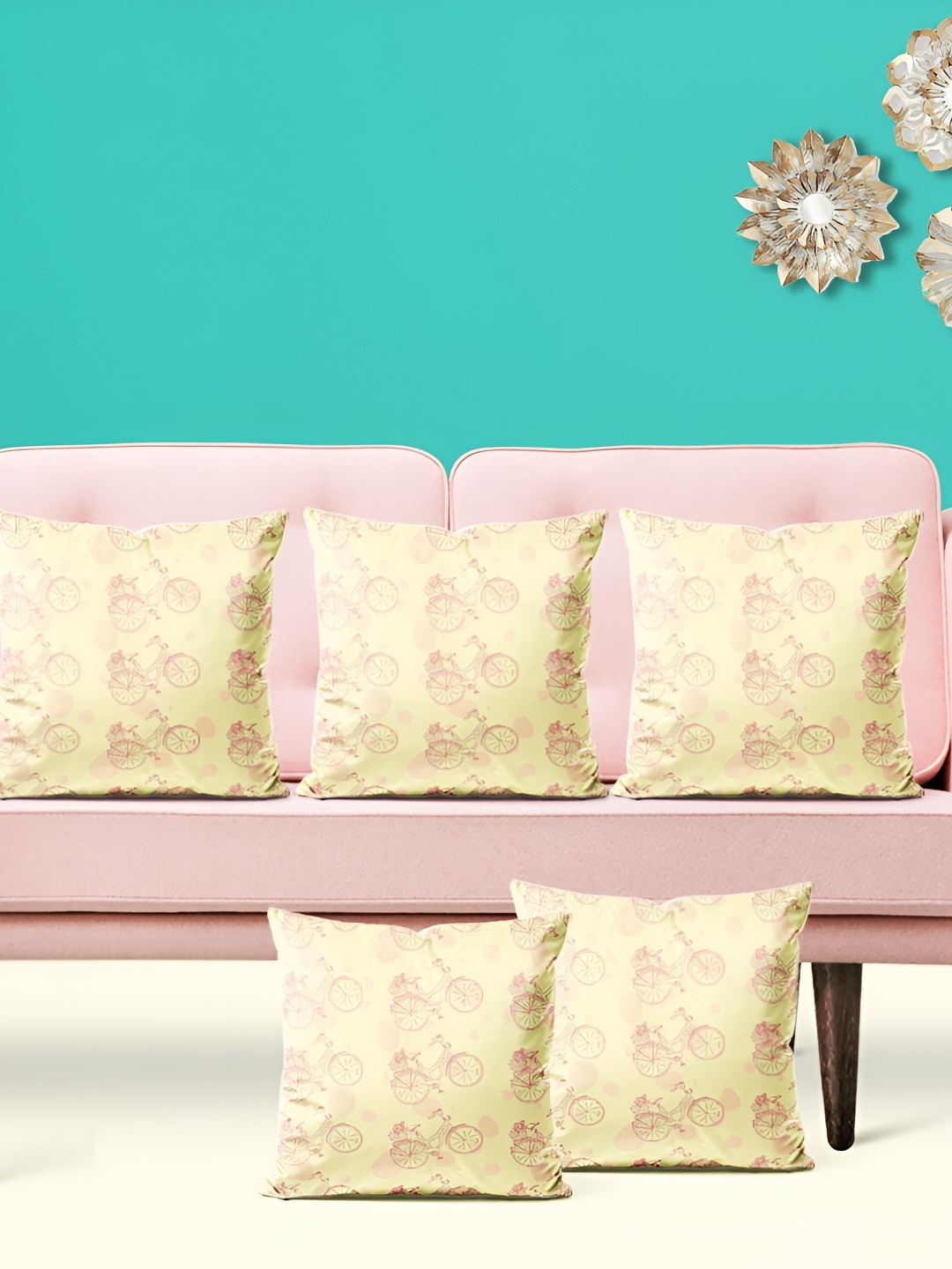 

ArtzFolio Pink & Beige 5Pcs Abstract Square Cushion Covers