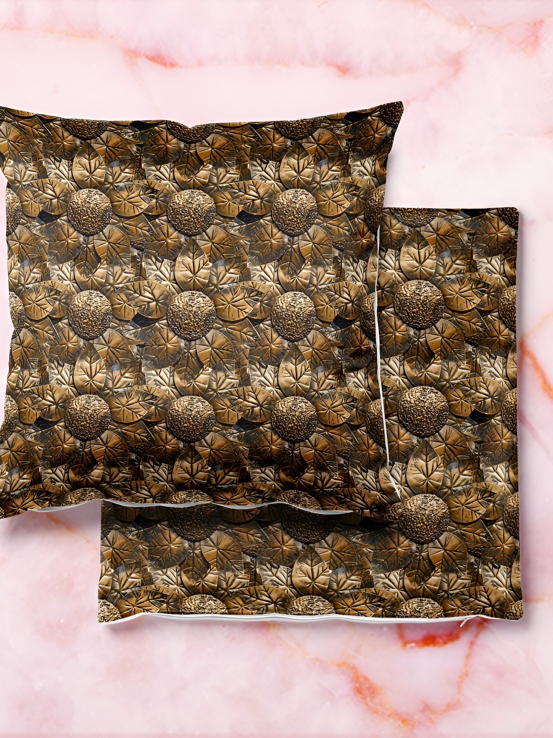 

ArtzFolio Brown 5 Pieces Floral Printed Velvet Square Cushion Covers