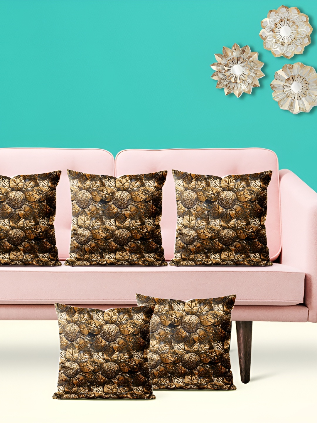 

ArtzFolio Brown 5 Pieces Printed Square Cushion Covers