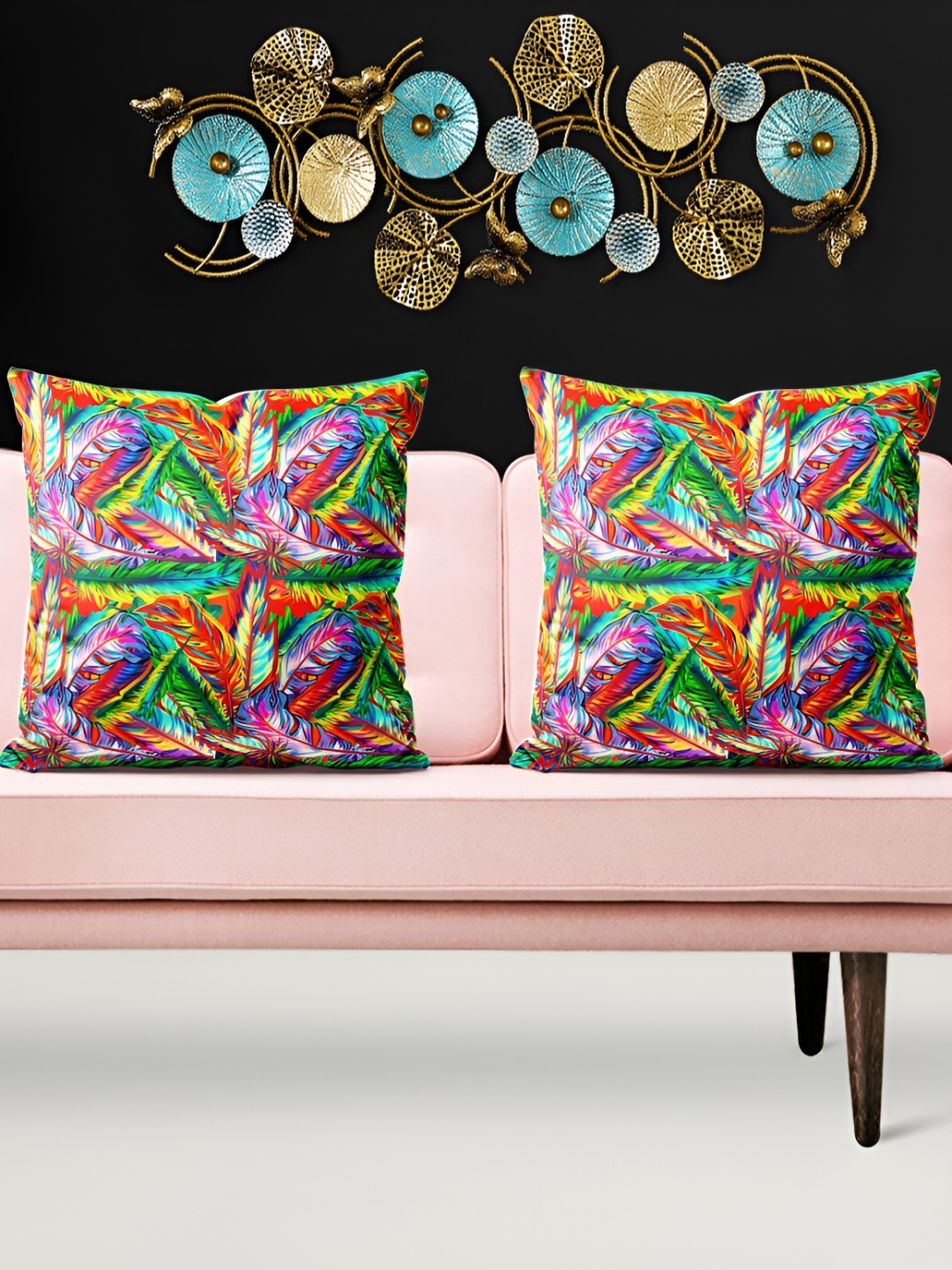 

ArtzFolio Green & Red 5 Pieces Printed Square Cushion Covers