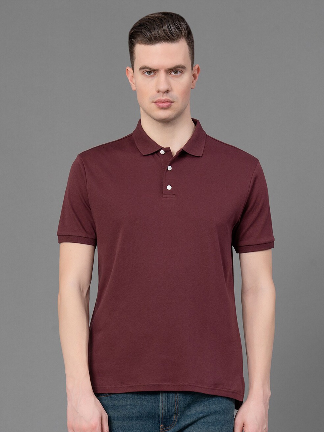 

Red Tape Polo Collar Pure Cotton T-shirt, Magenta
