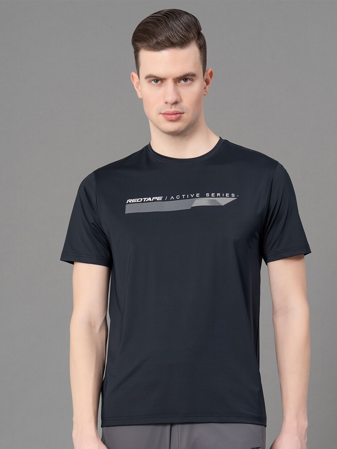 

Red Tape Printed Round Neck Short Sleeves T-shirt, Black