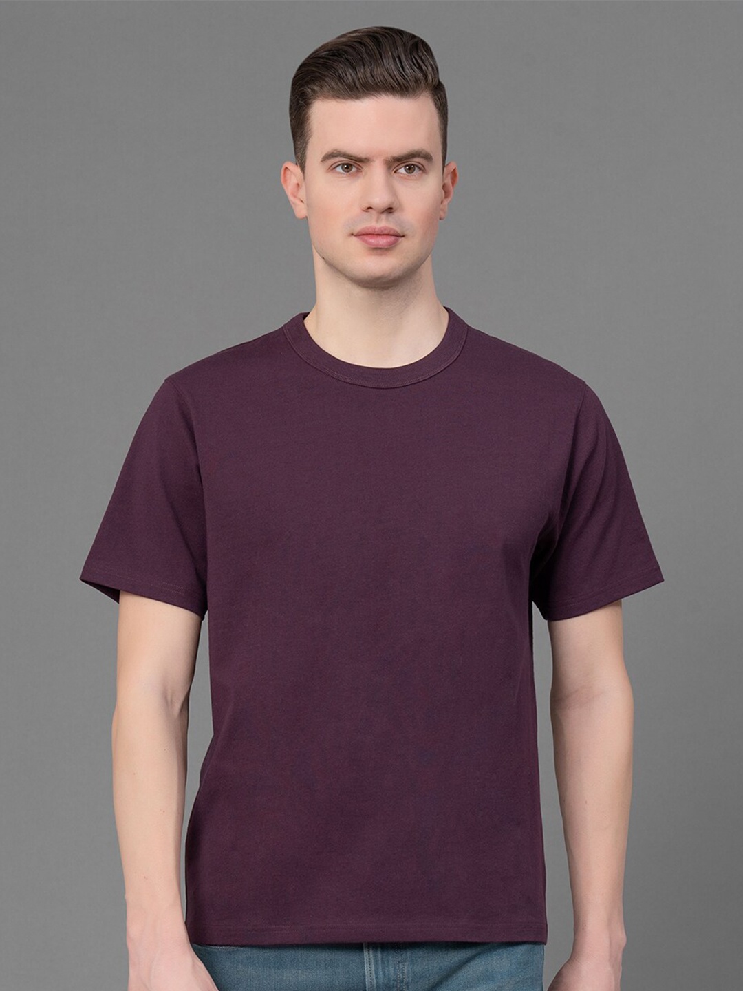 

Red Tape Round Neck Short Sleeves Pure Cotton T-shirt, Burgundy