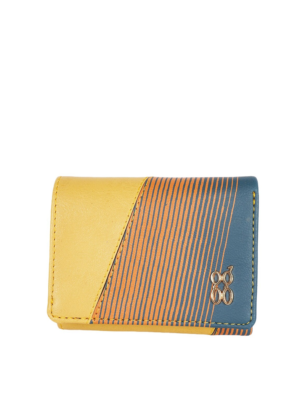 

Baggit Women Striped PU Three Fold Wallet, Blue