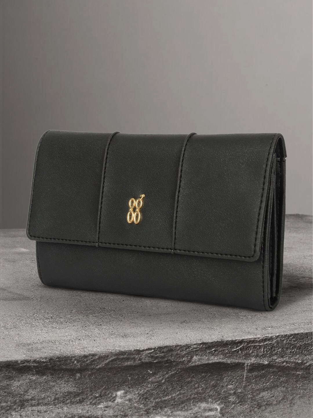 

Baggit Women PU Two Fold Wallet, Black