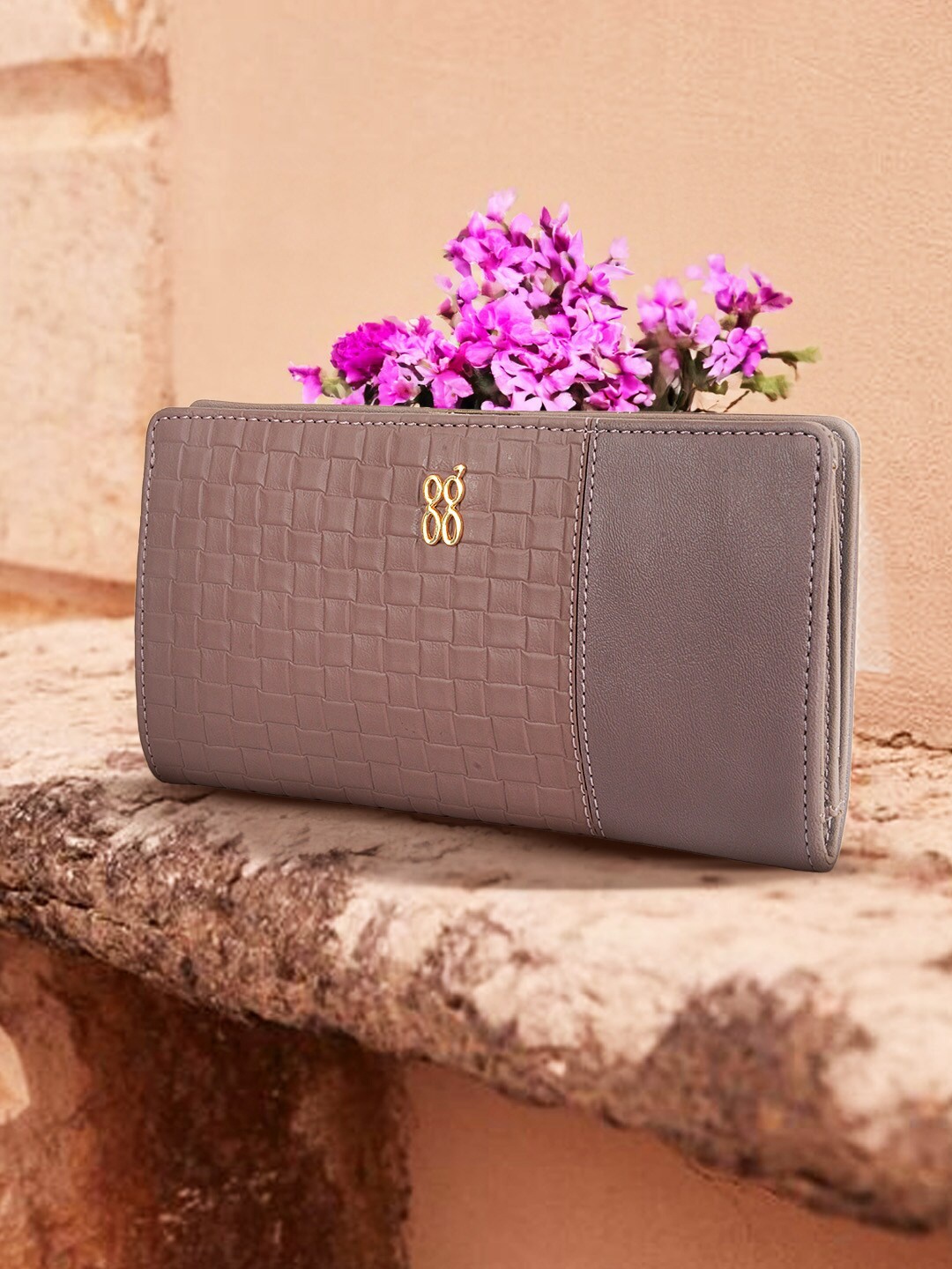 

Baggit Women Textured PU Two Fold Wallet, Purple