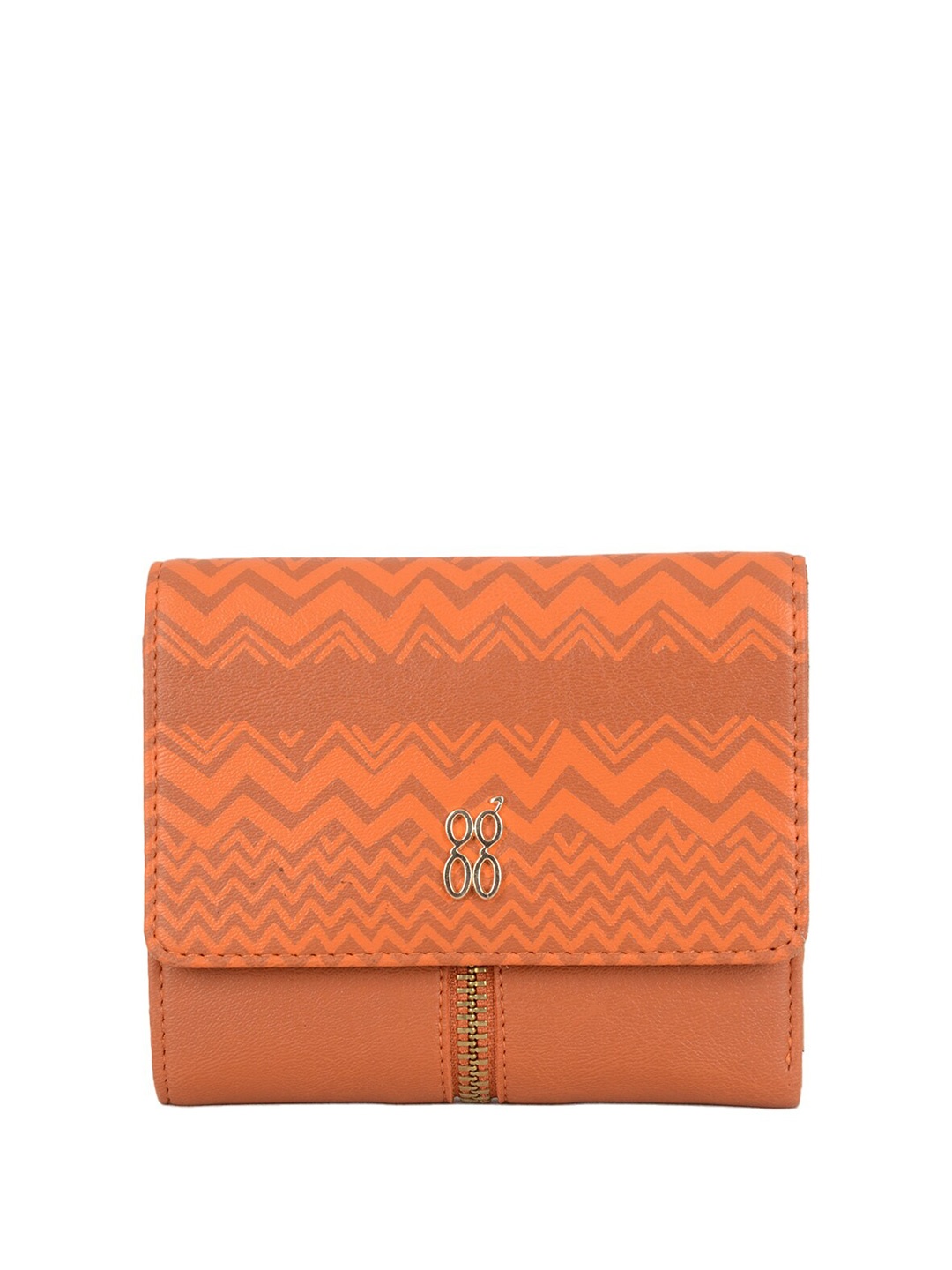 

Baggit Women Printed PU Three Fold Wallet, Orange