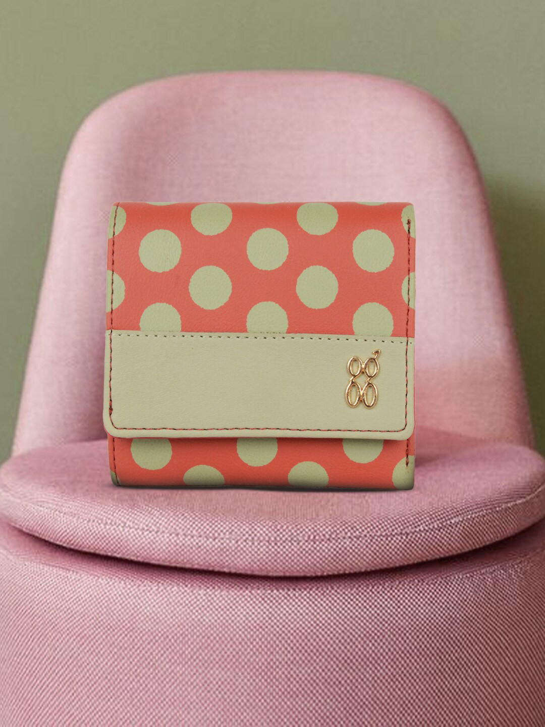 

Baggit Women Printed PU Three Fold Wallet, Red