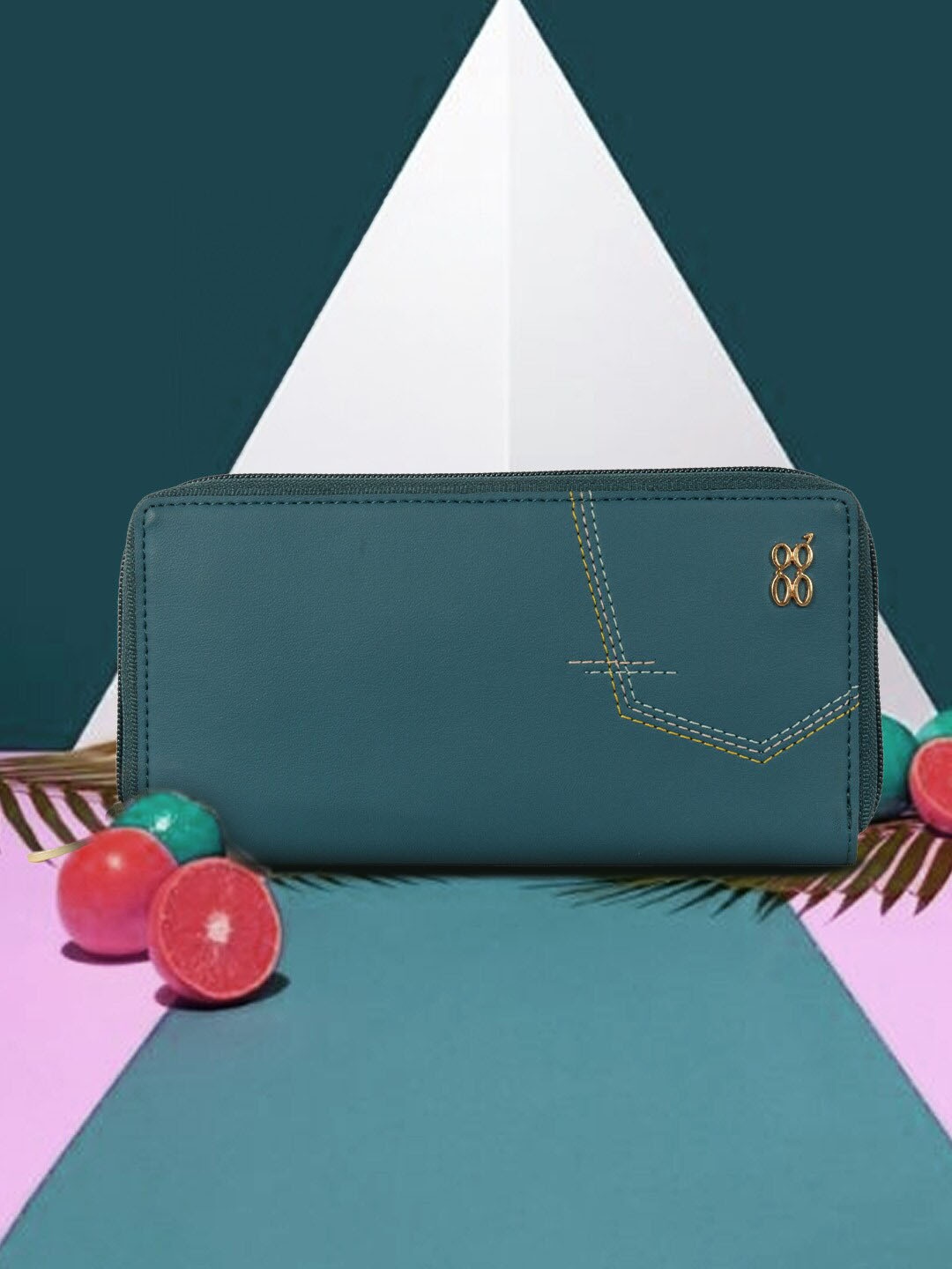 

Baggit Women PU Zip Around Wallet, Teal