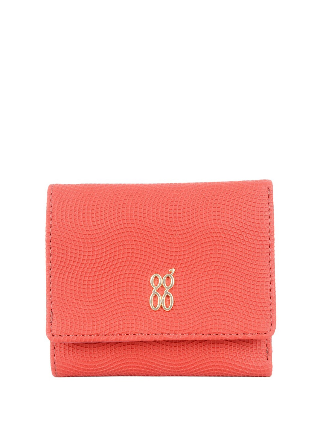 

Baggit Women Brand Logo Printed PU Three Fold Wallet, Orange