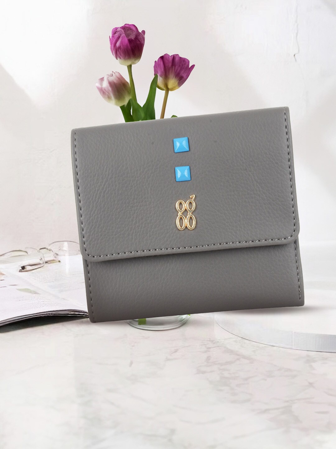 

Baggit Women PU Three Fold Wallet, Grey