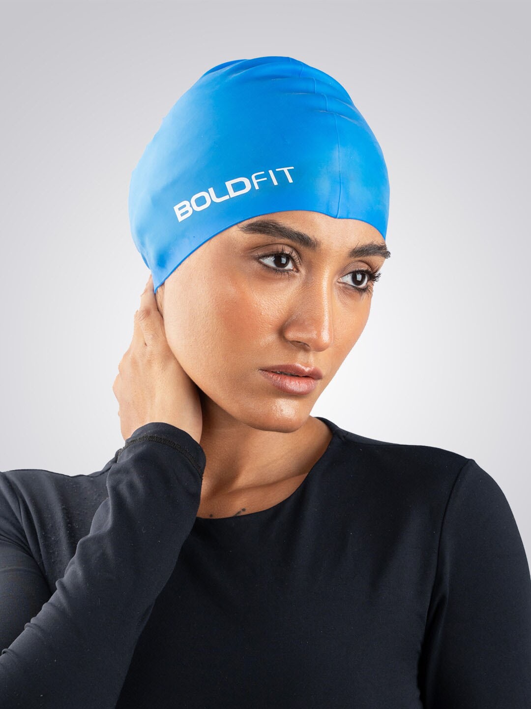 

BOLDFIT Unisex Easy Fit Swim Head Cap, Blue