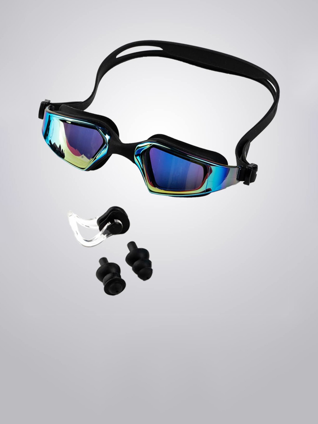 

BOLDFIT Unisex Adjustable Straps & Ear Nose Plug Swimming Fish Goggles, Black