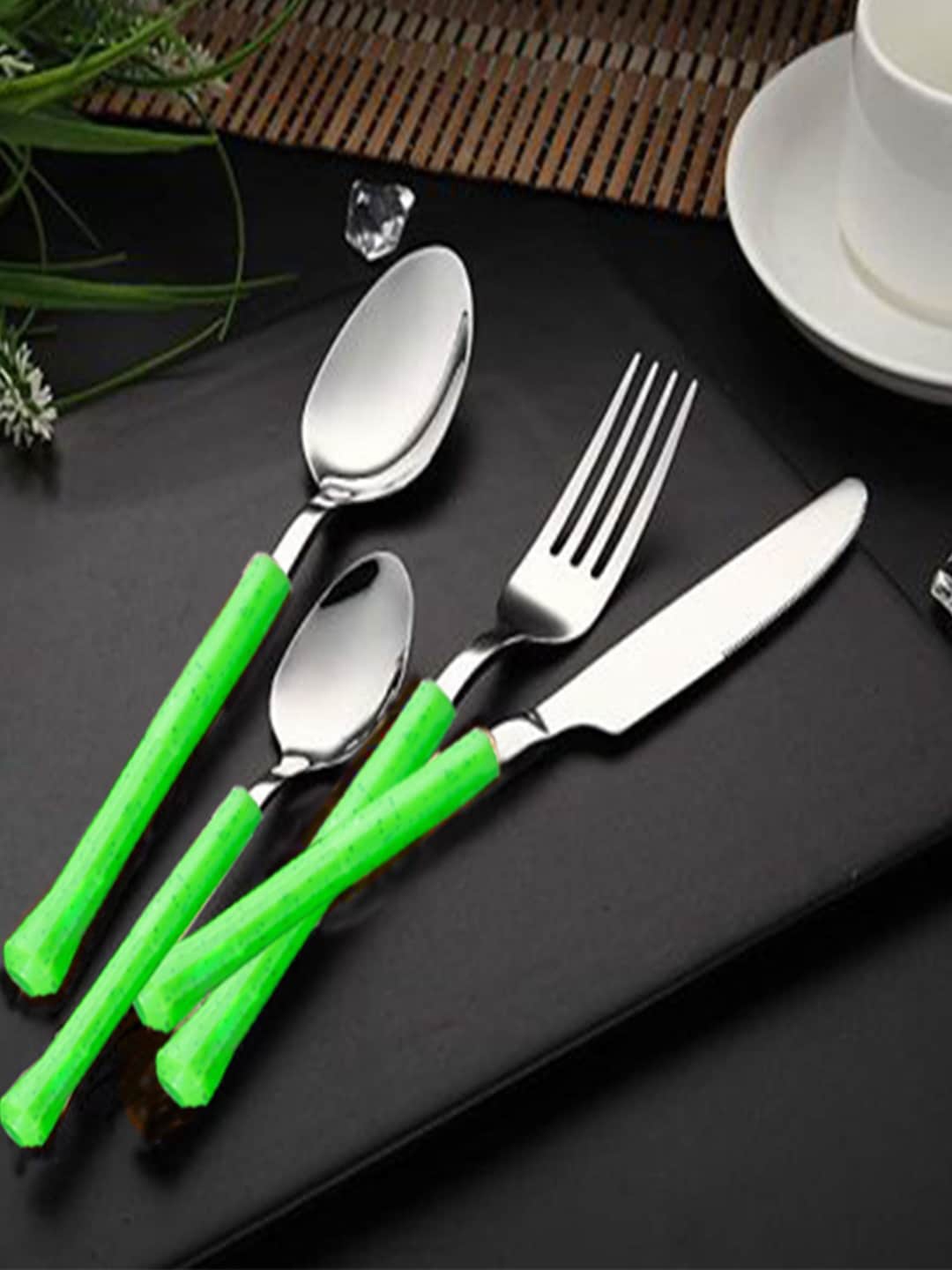 

TROOZY Marble Green & Silver-Toned 24 Pieces Stainless Steel Cutlery Set