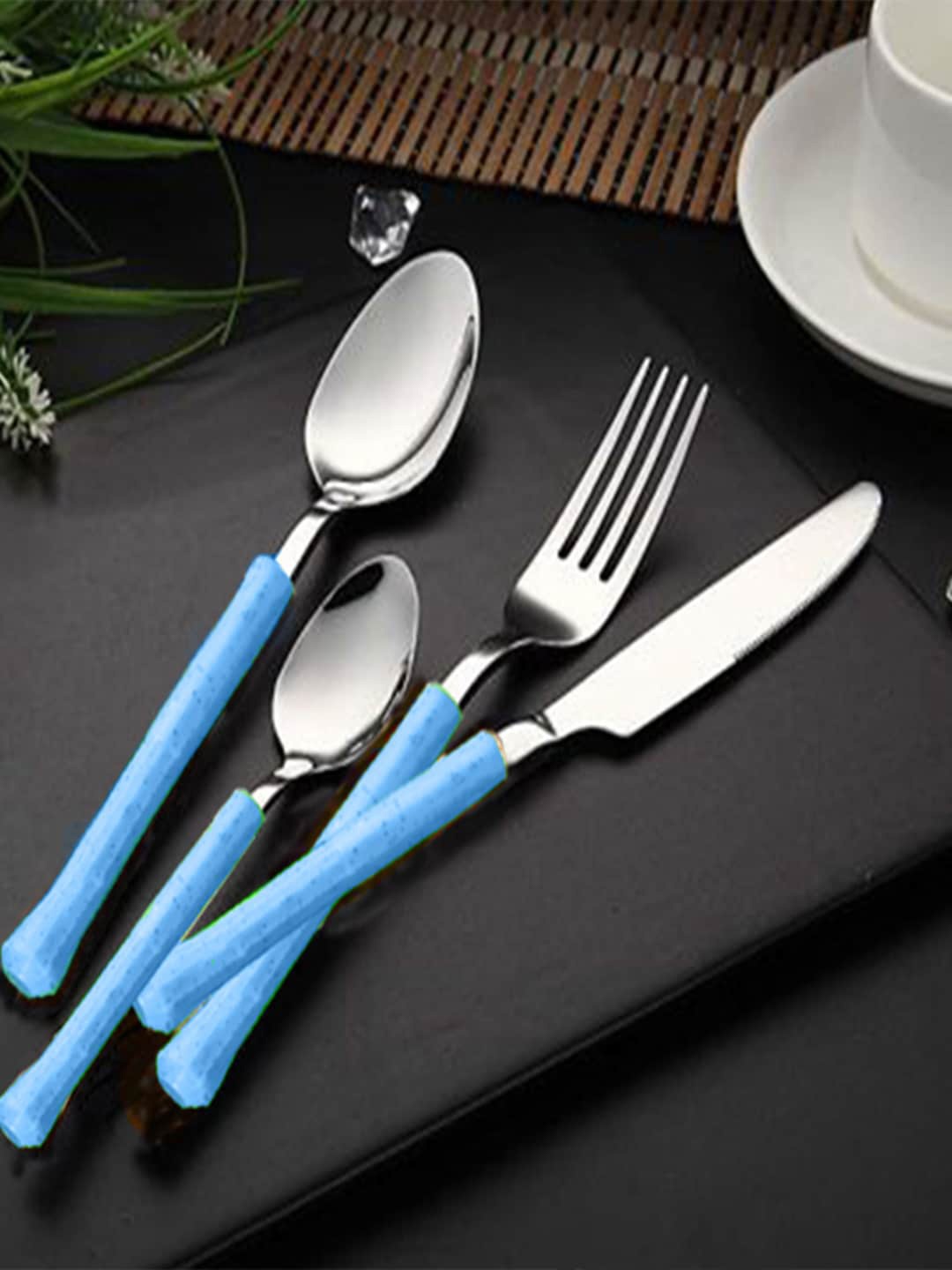 

TROOZY 24Pcs Steel Marble-Blue Cutlery Set