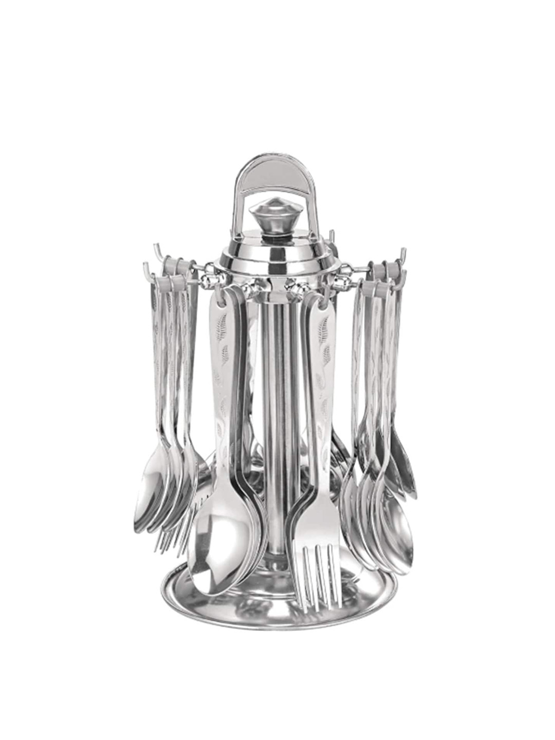 

TROOZY Lovely Silver-Toned 25 Pieces Textured Stainless Steel Cutlery Set