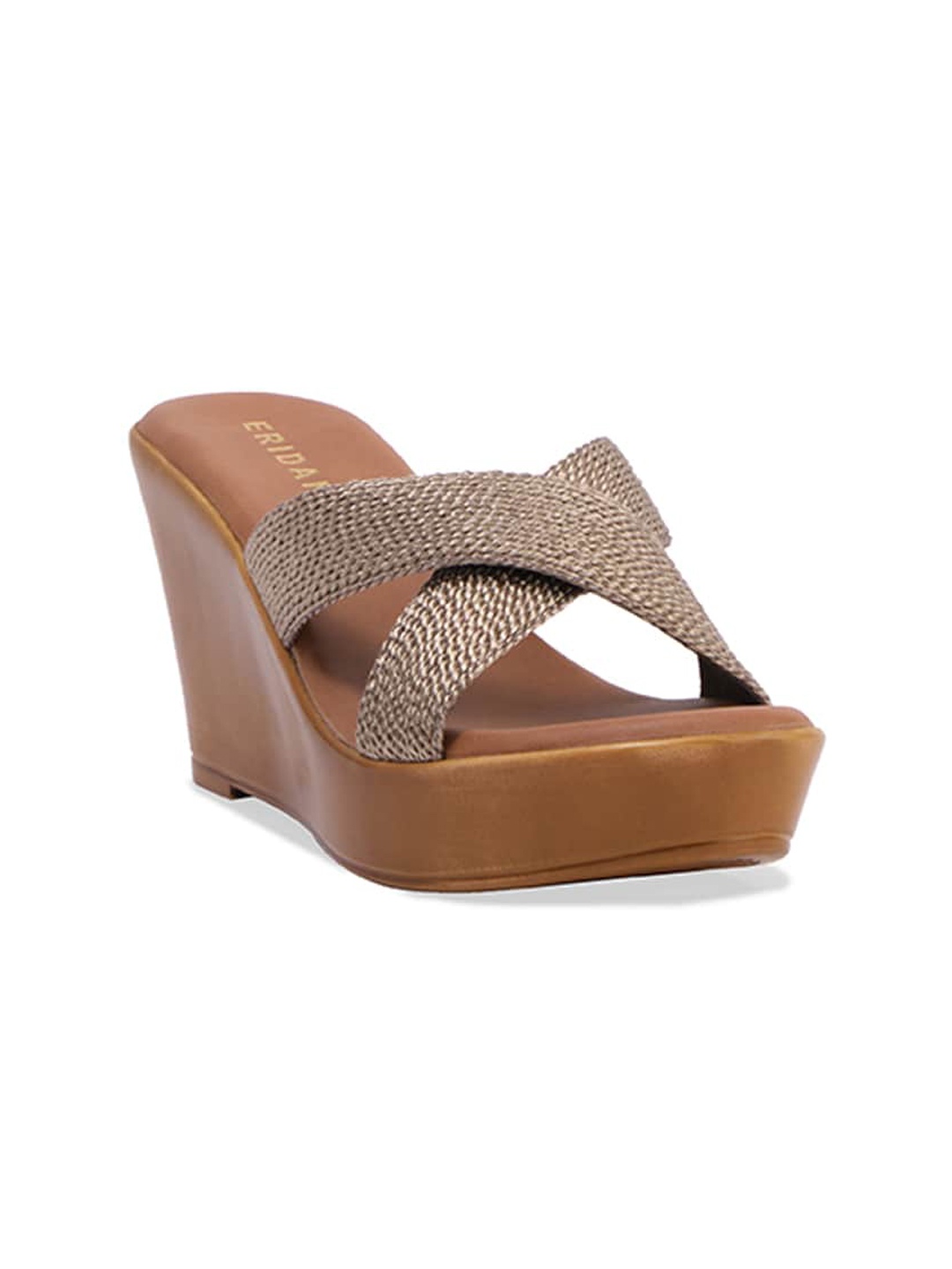 

ERIDANI Textured Open Toe Wedge Heels, Grey