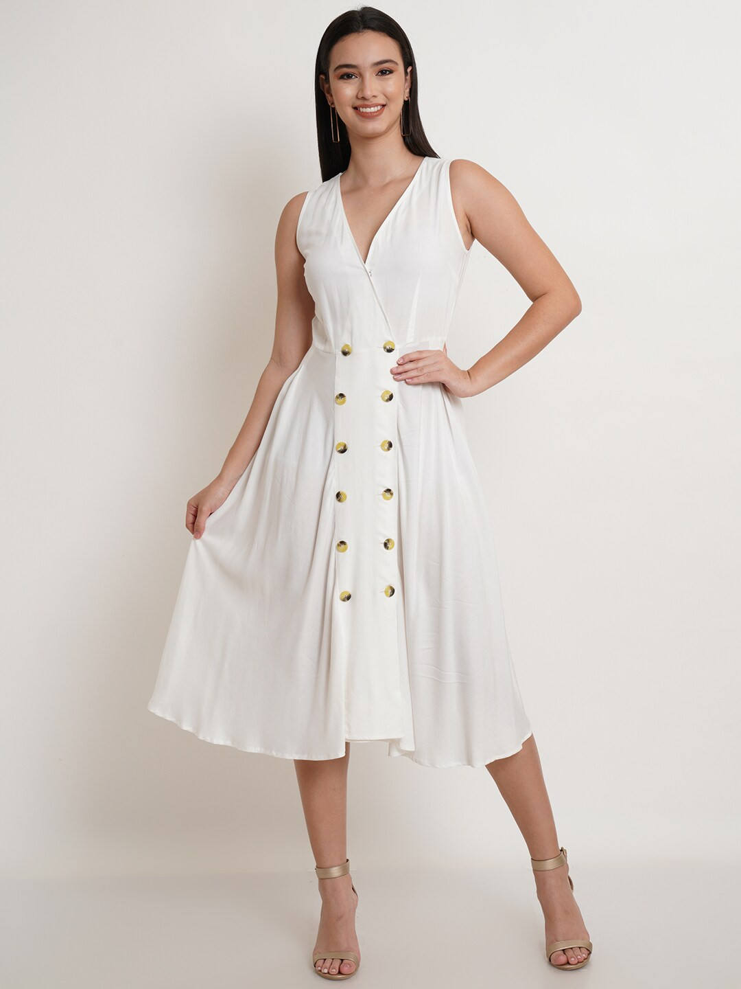 

Purple State V-Neck Wrap Midi Dress, White