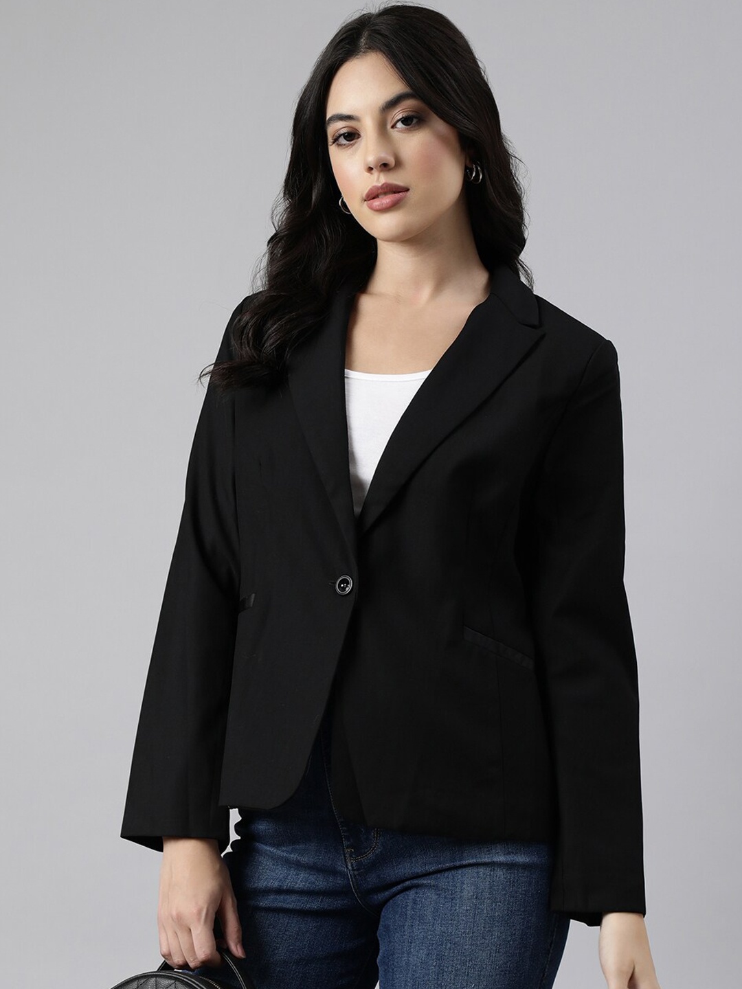 

SHOWOFF Single Breasted Peaked Lapel Slim-Fit Blazer, Black