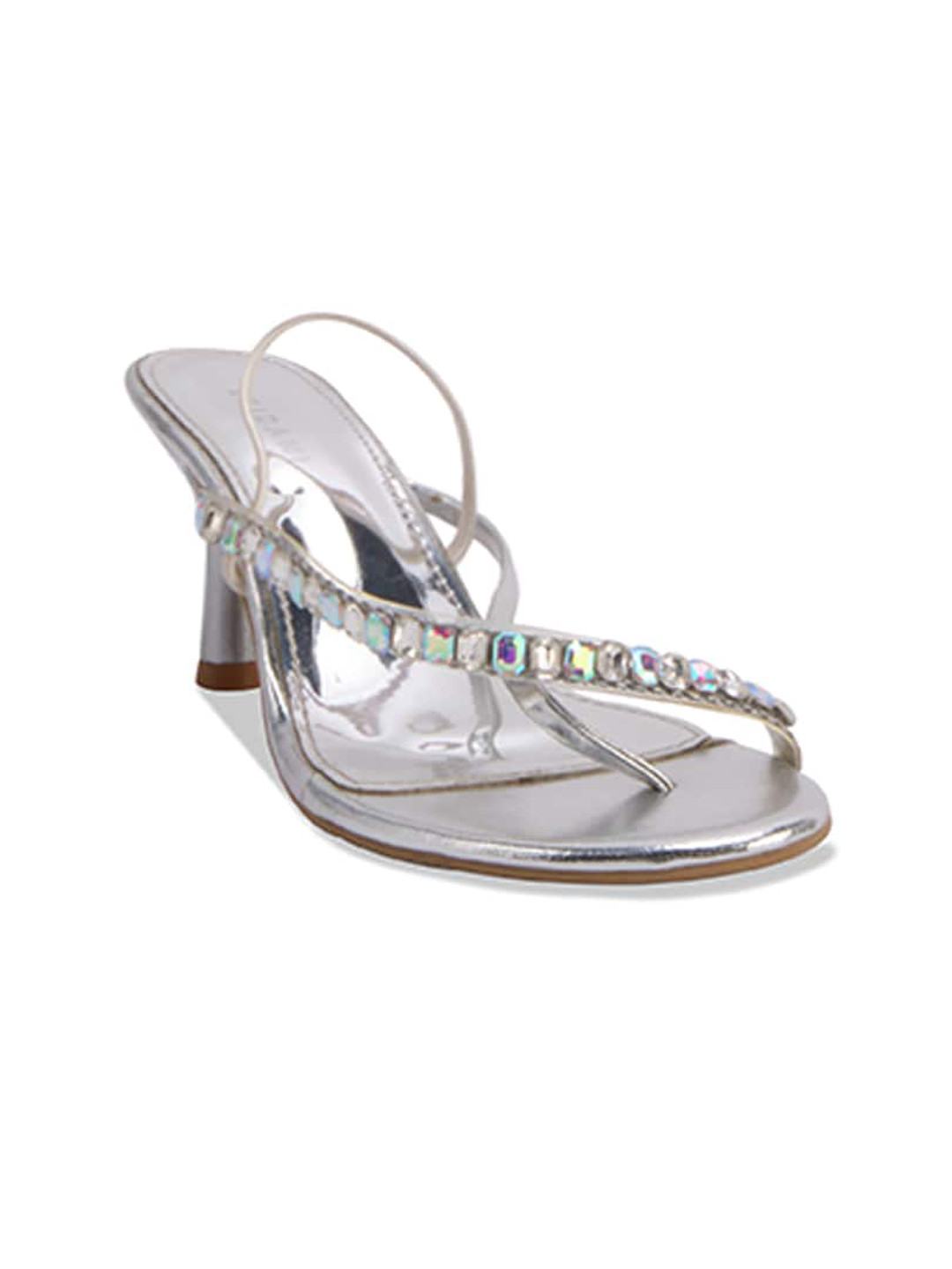 

ERIDANI Embellished One Toe Slim Heels, Silver