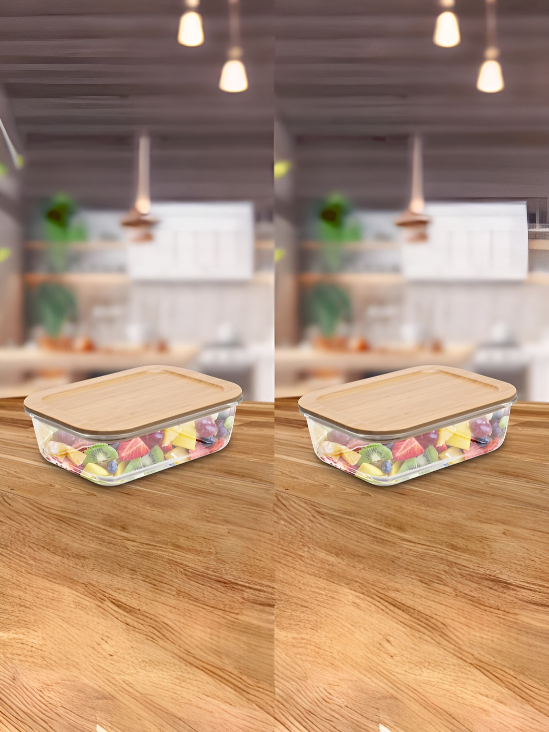 

USHA SHRIRAM Transparent 2 Pcs Glass Microwave Safe Container